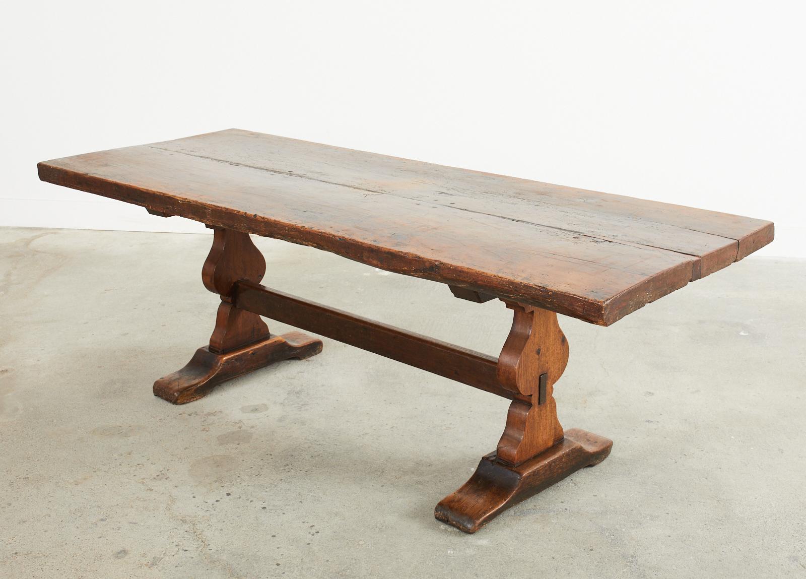 18th Century French Provincial Oak Farmhouse Trestle Dining Table 11