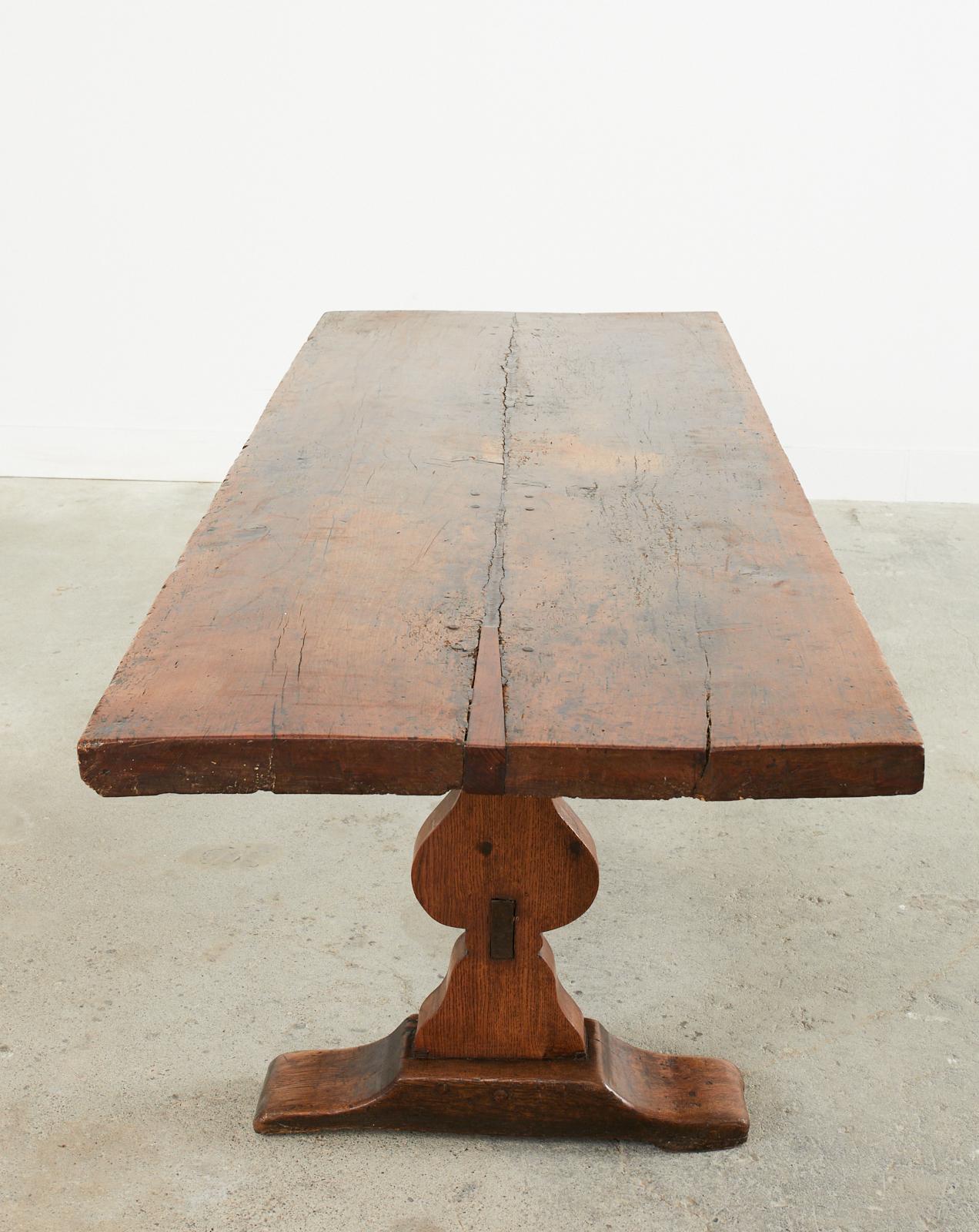 18th Century French Provincial Oak Farmhouse Trestle Dining Table 12