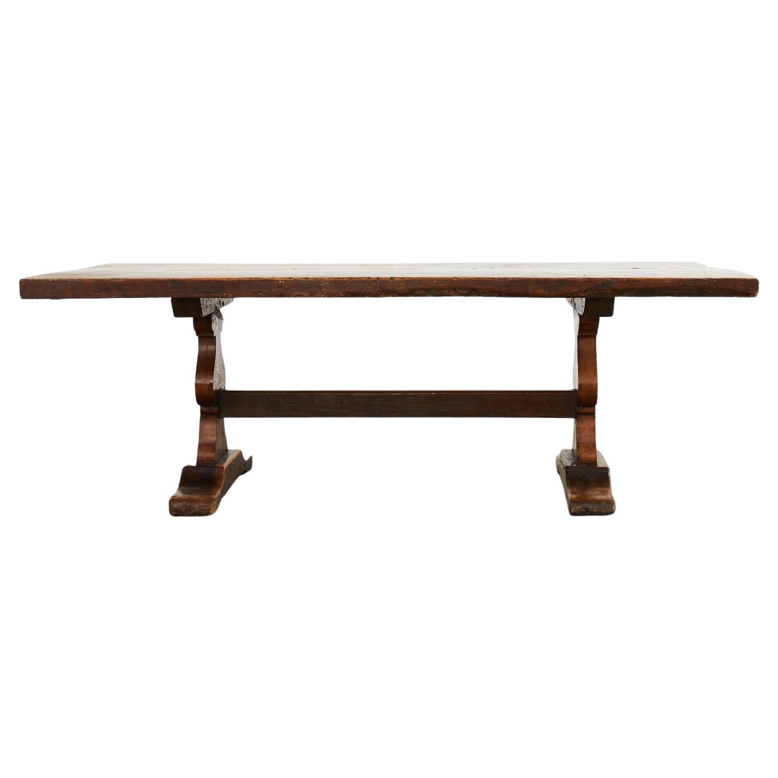 18th Century French Provincial Oak Farmhouse Trestle Dining Table