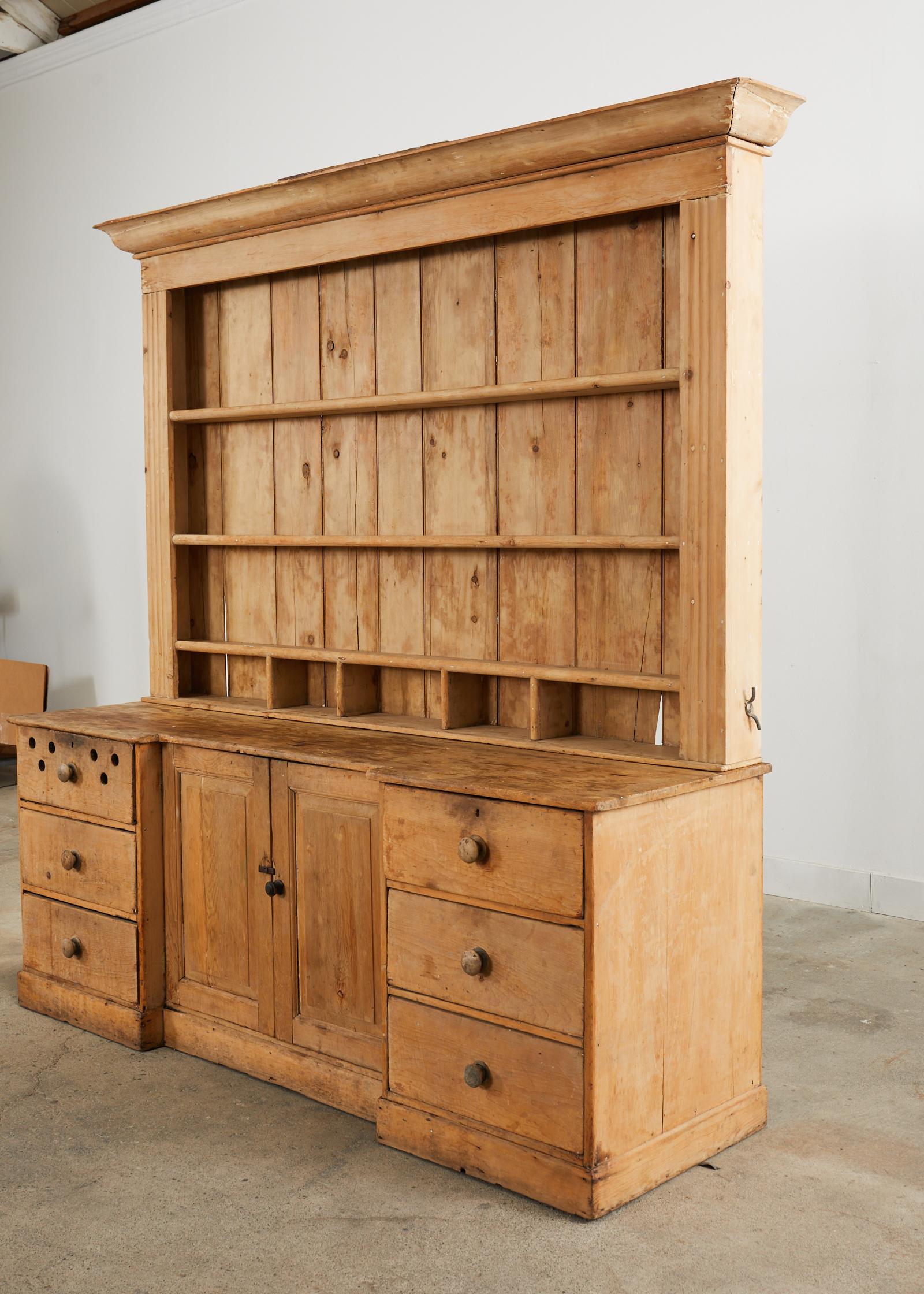 18th Century French Provincial Pine Farmhouse Dresser with Cupboard For Sale 5
