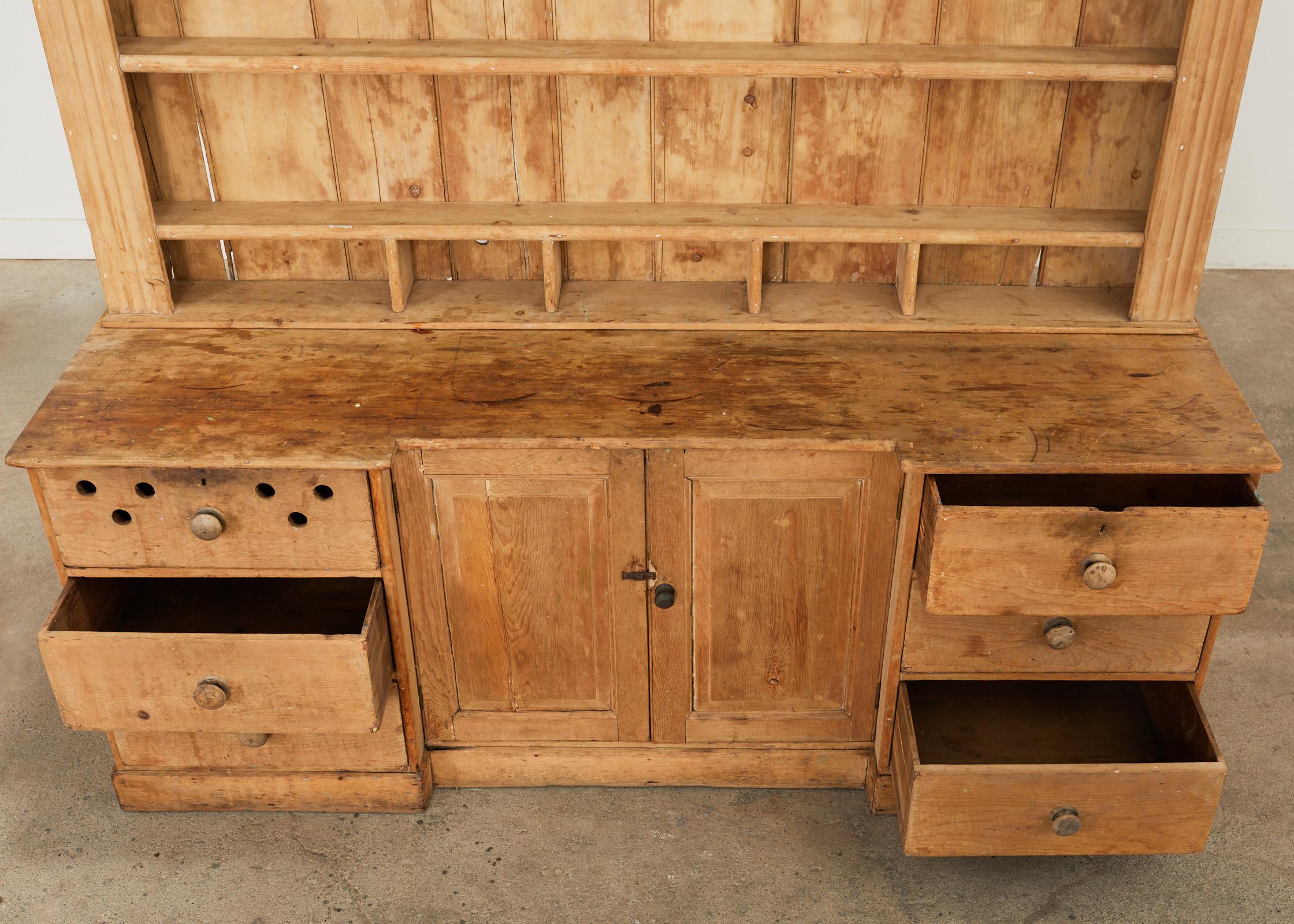18th Century French Provincial Pine Farmhouse Dresser with Cupboard For Sale 7