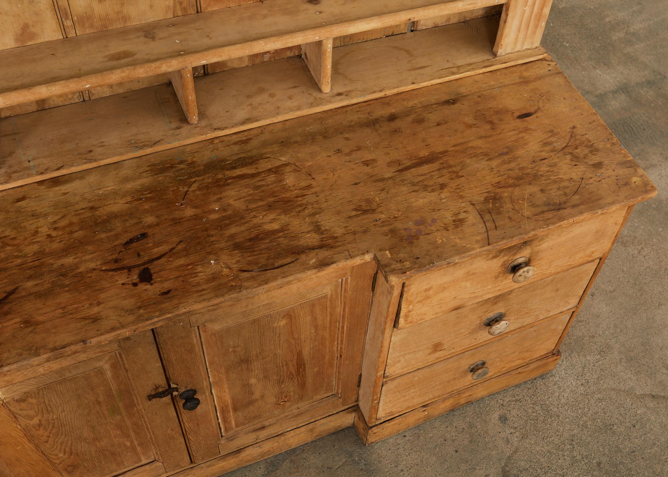 18th Century French Provincial Pine Farmhouse Dresser with Cupboard For Sale 4