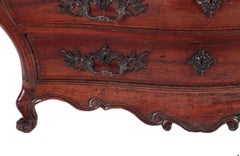 18th Century French Provincial Walnut Bombay Commode, Hand-Carved