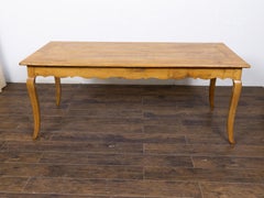 18th Century French Provincial Walnut Dining Table with Scalloped Apron