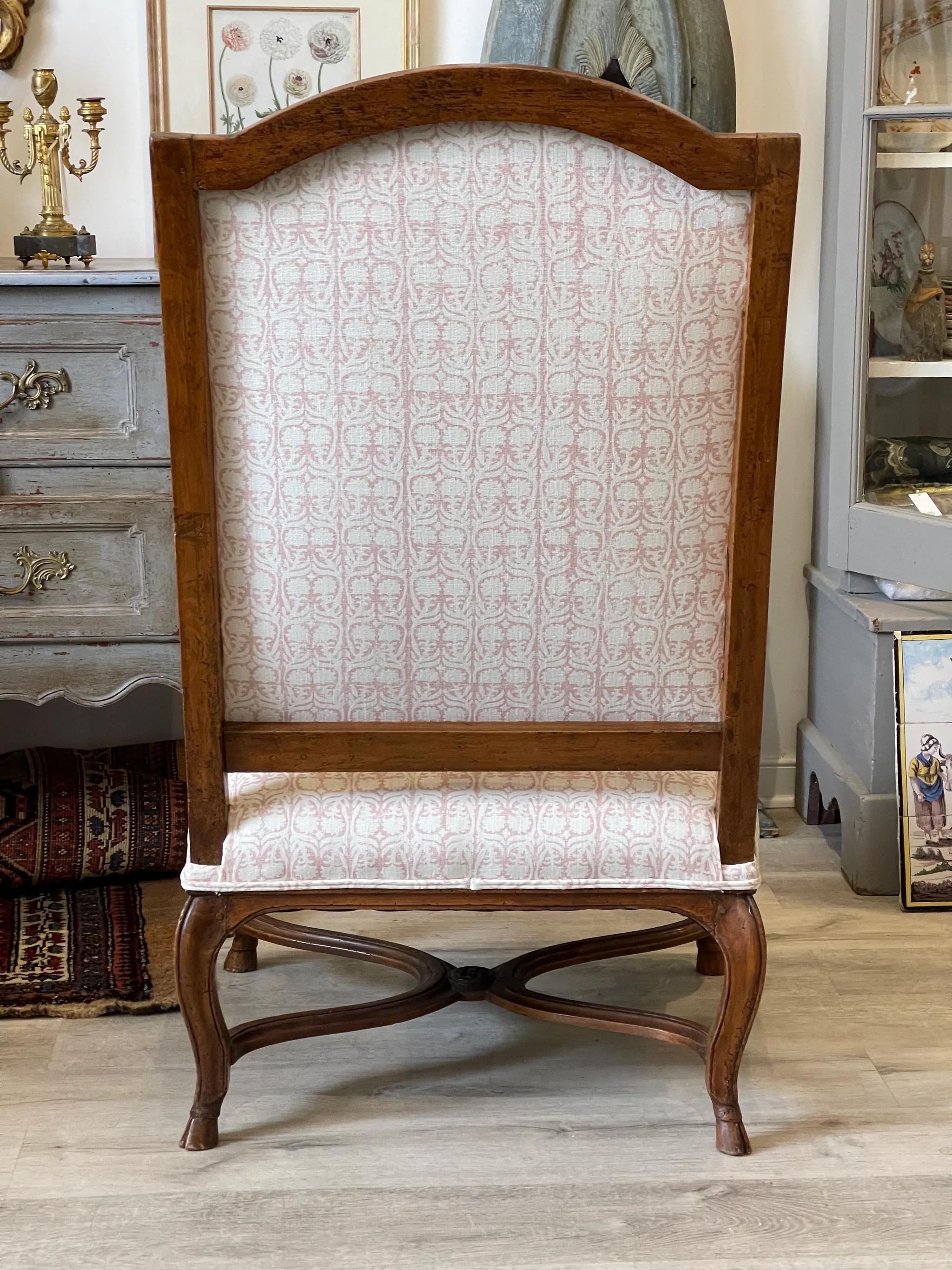 Upholstery 18th Century French Provincial Walnut Fauteuil a la Reine Arm Chair
