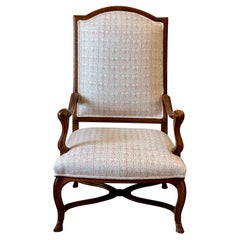 18th Century French Provincial Walnut Fauteuil a la Reine Arm Chair