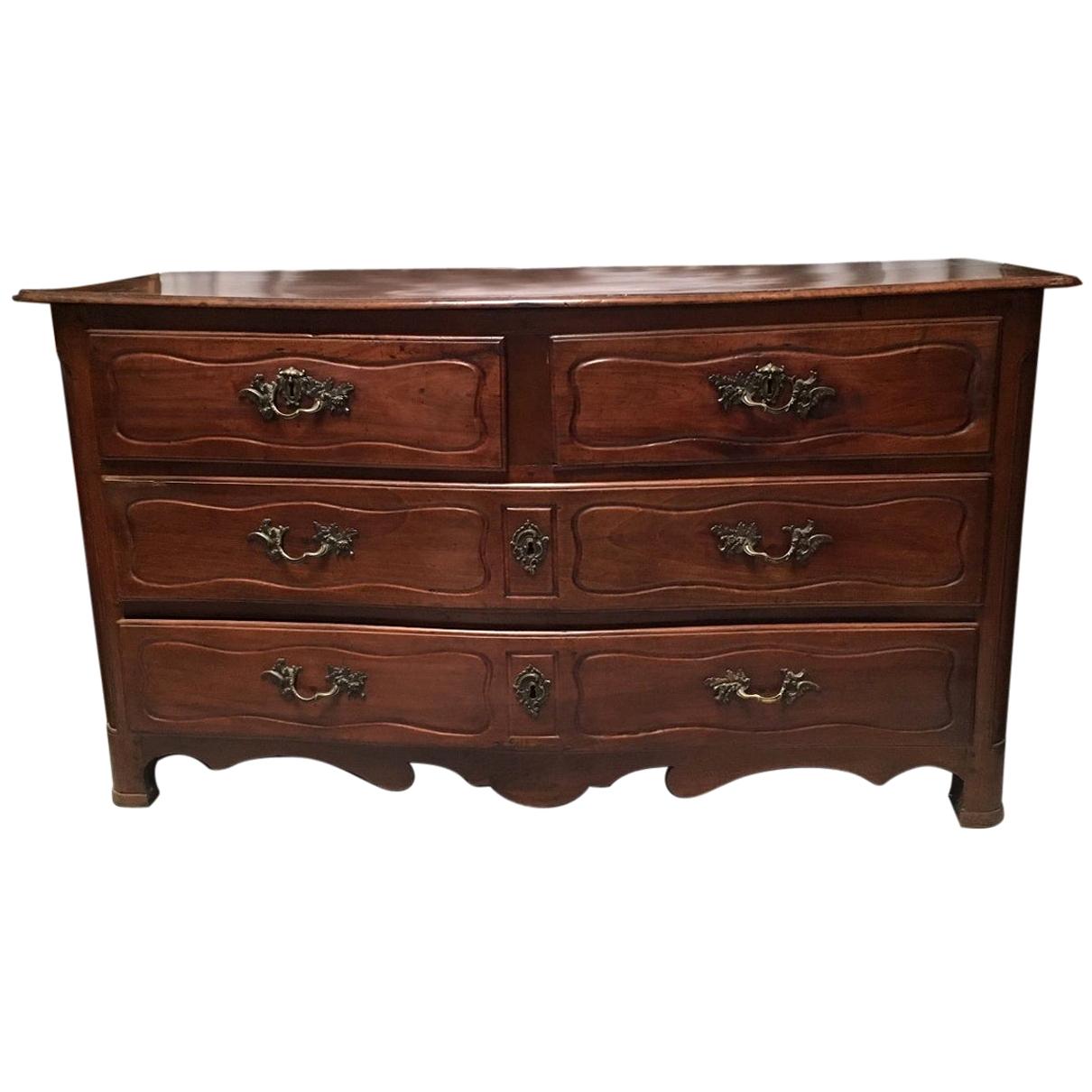 18th Century French Provincial Walnut Oversized Commode For Sale