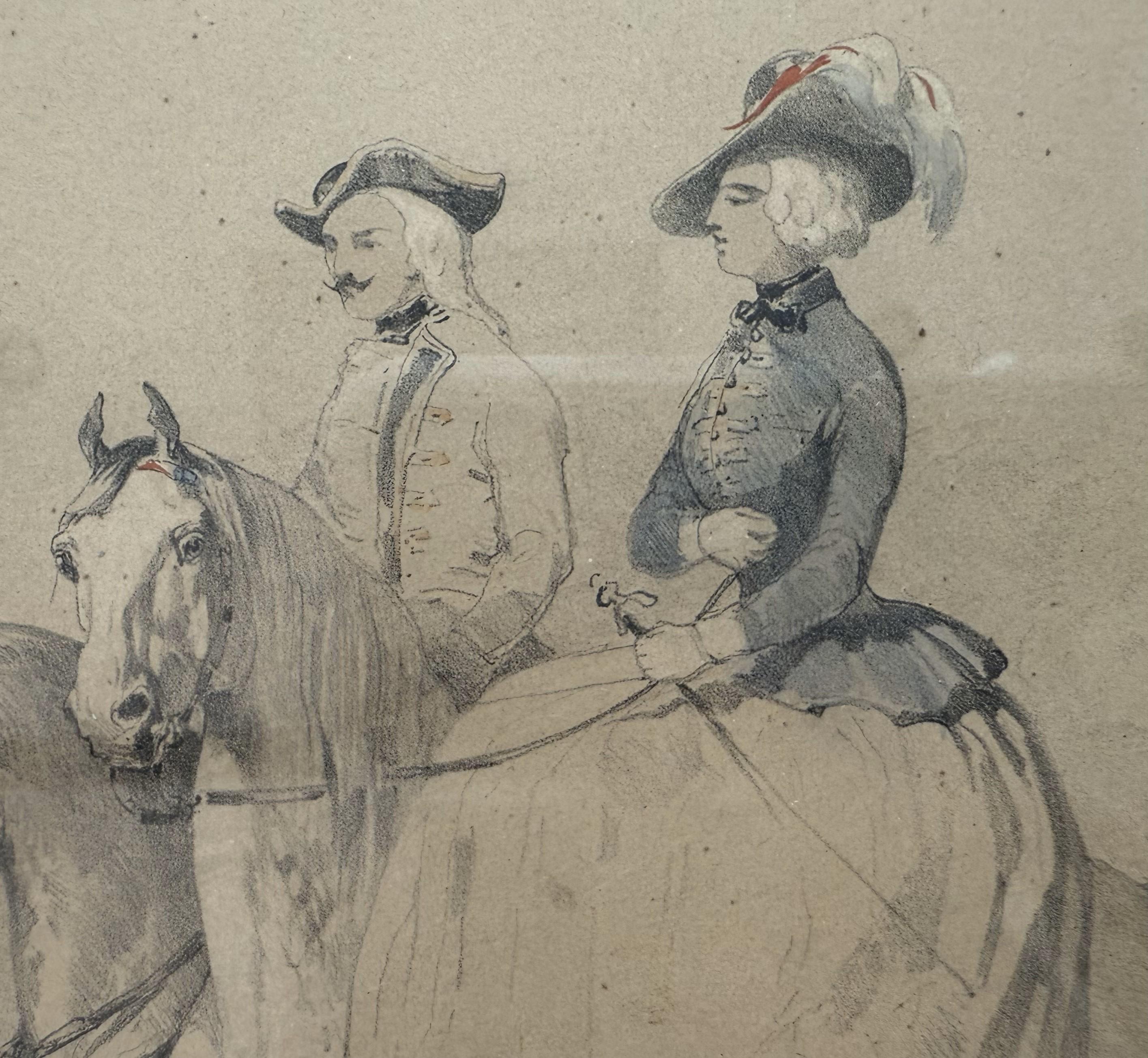 Gilt 18th Century French Provincial Watercolor For Sale