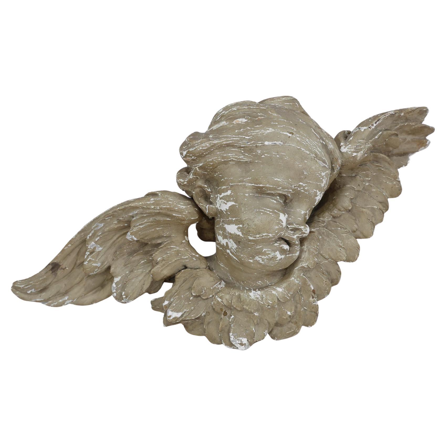 18th Century French Putti Sculpture in Lime Wood and Plaster