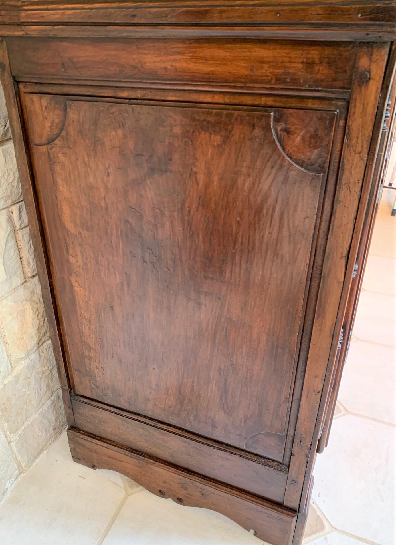 Wrought Iron 18th Century French Red Walnut Armoire