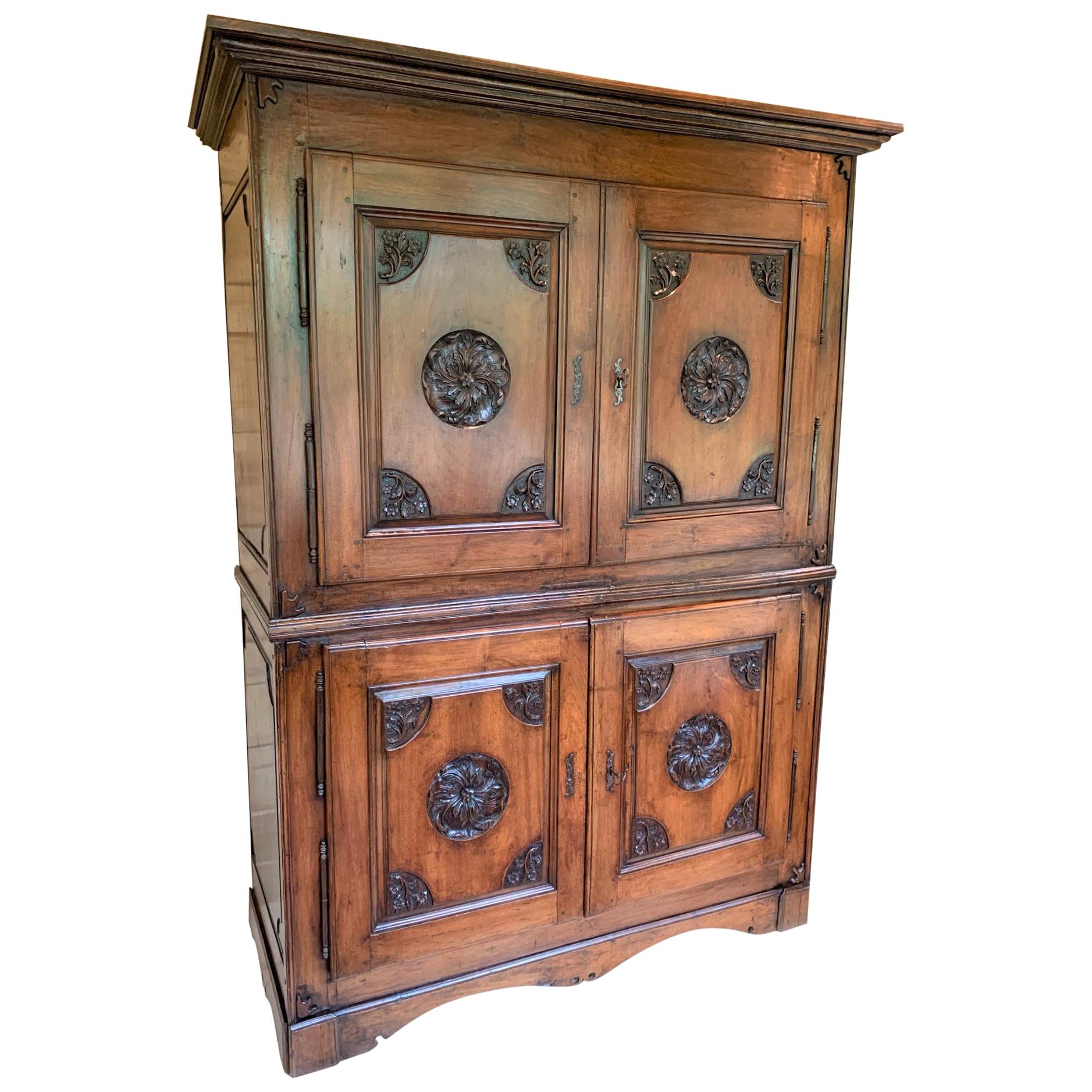 18th Century French Red Walnut Armoire