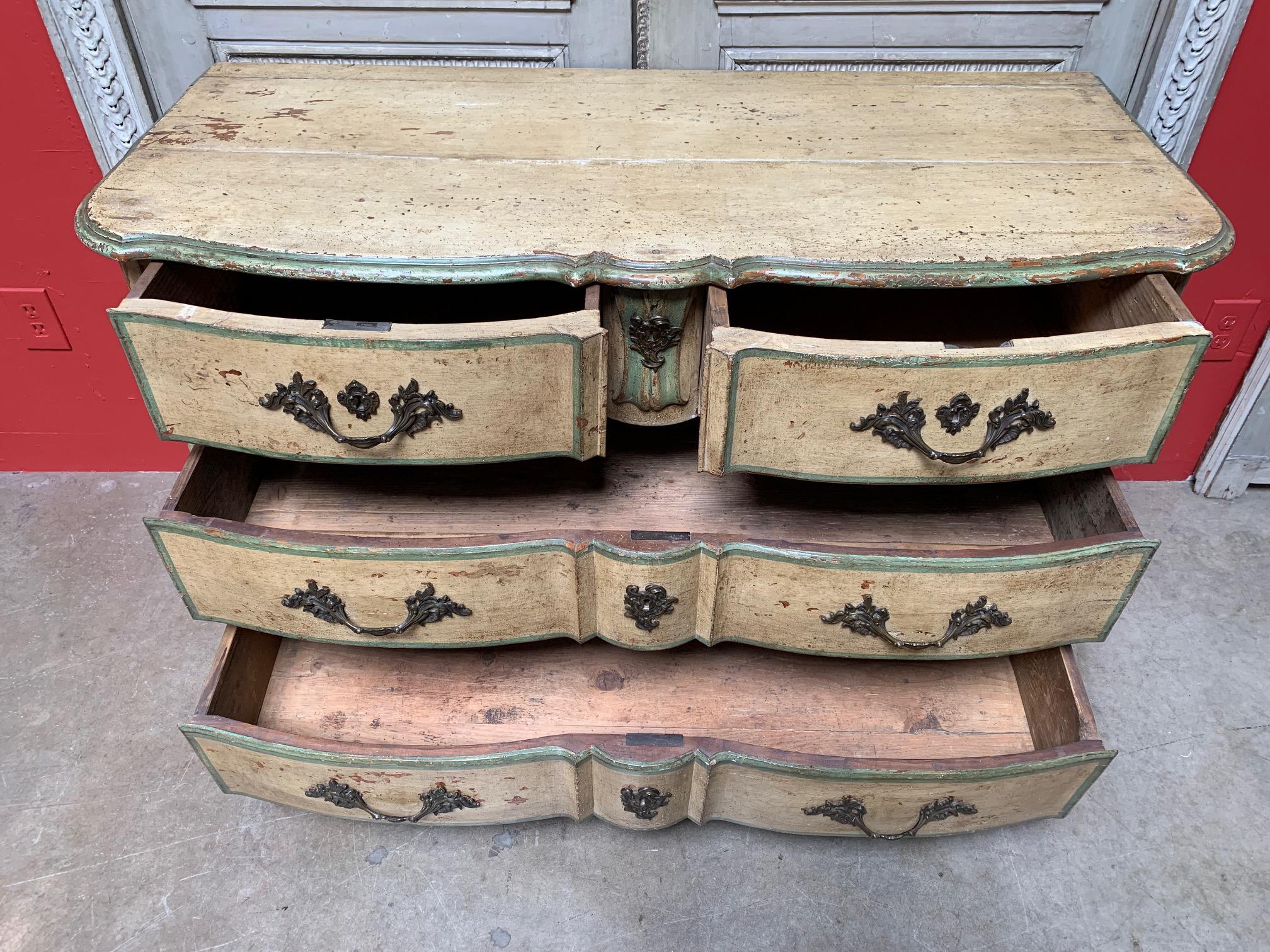 Bronze 18th Century French Regence Commode with a Painted Finish