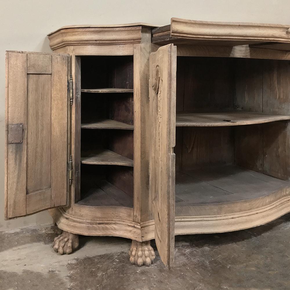 Early 18th Century French Regance Demi-Lune Stripped Oak Buffet In Good Condition In Dallas, TX