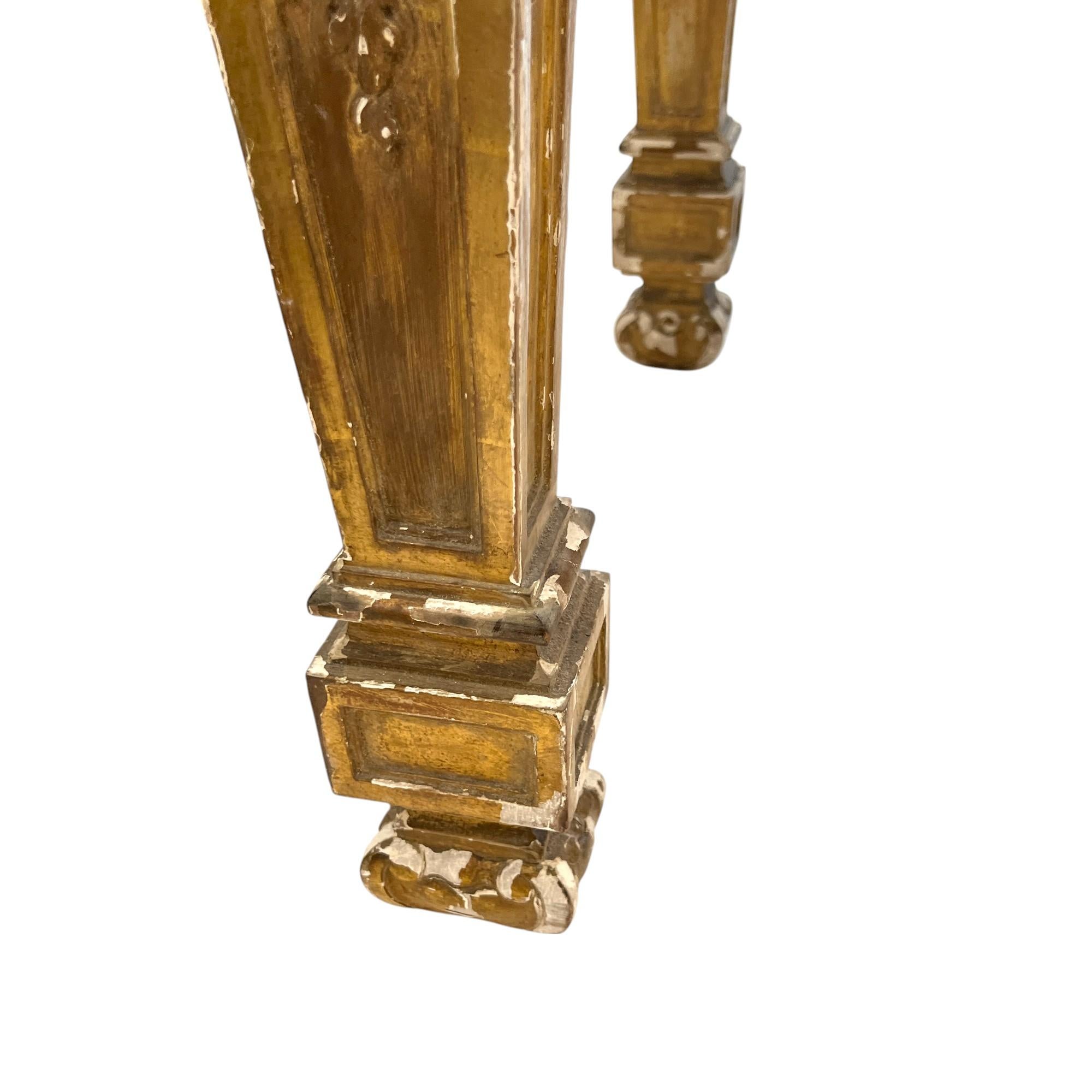 Gilt 18th Century French Regence Gilded Console Center Table with Grey Marble Top For Sale