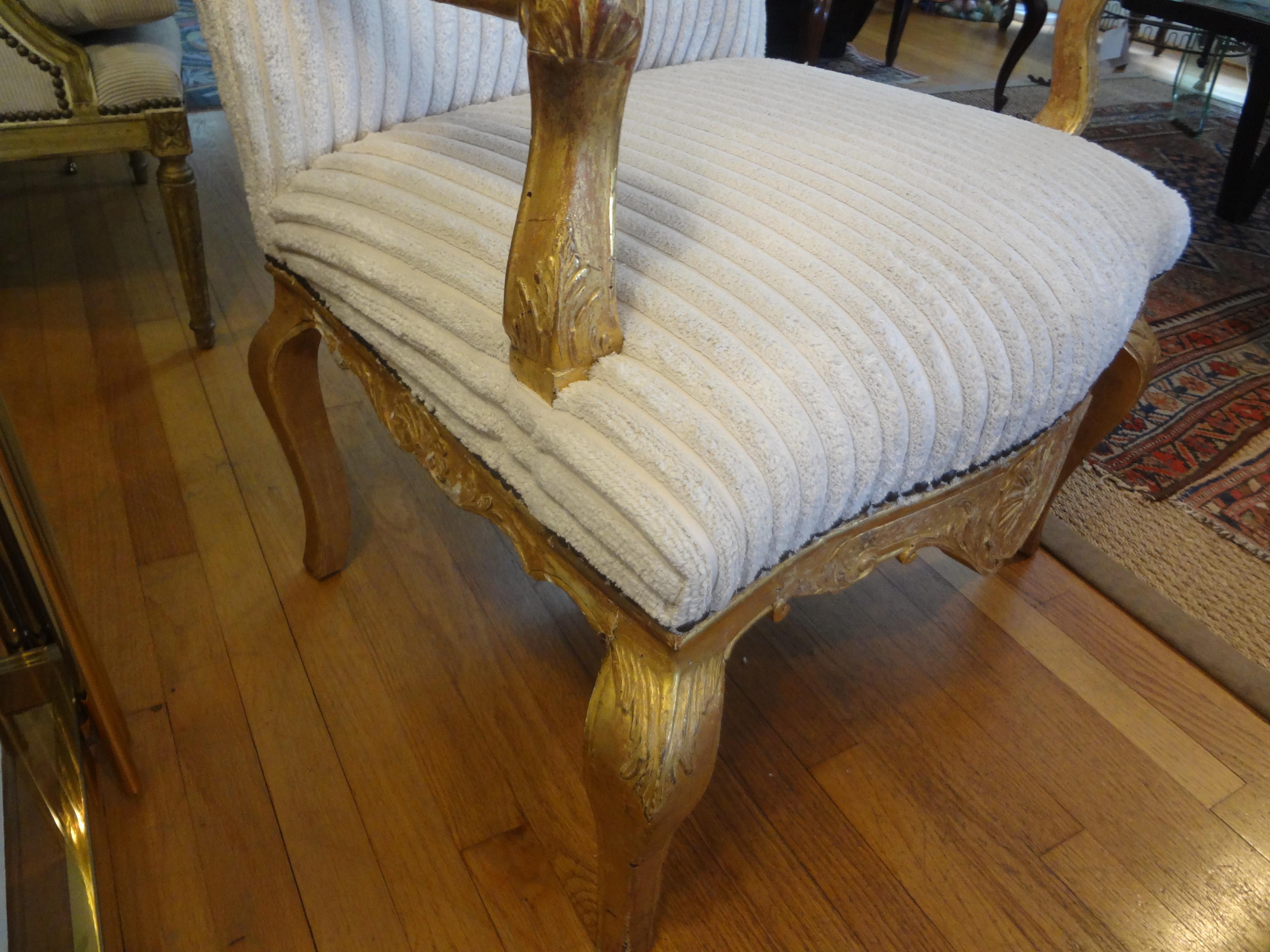 18th Century French Régence Giltwood Chair 5
