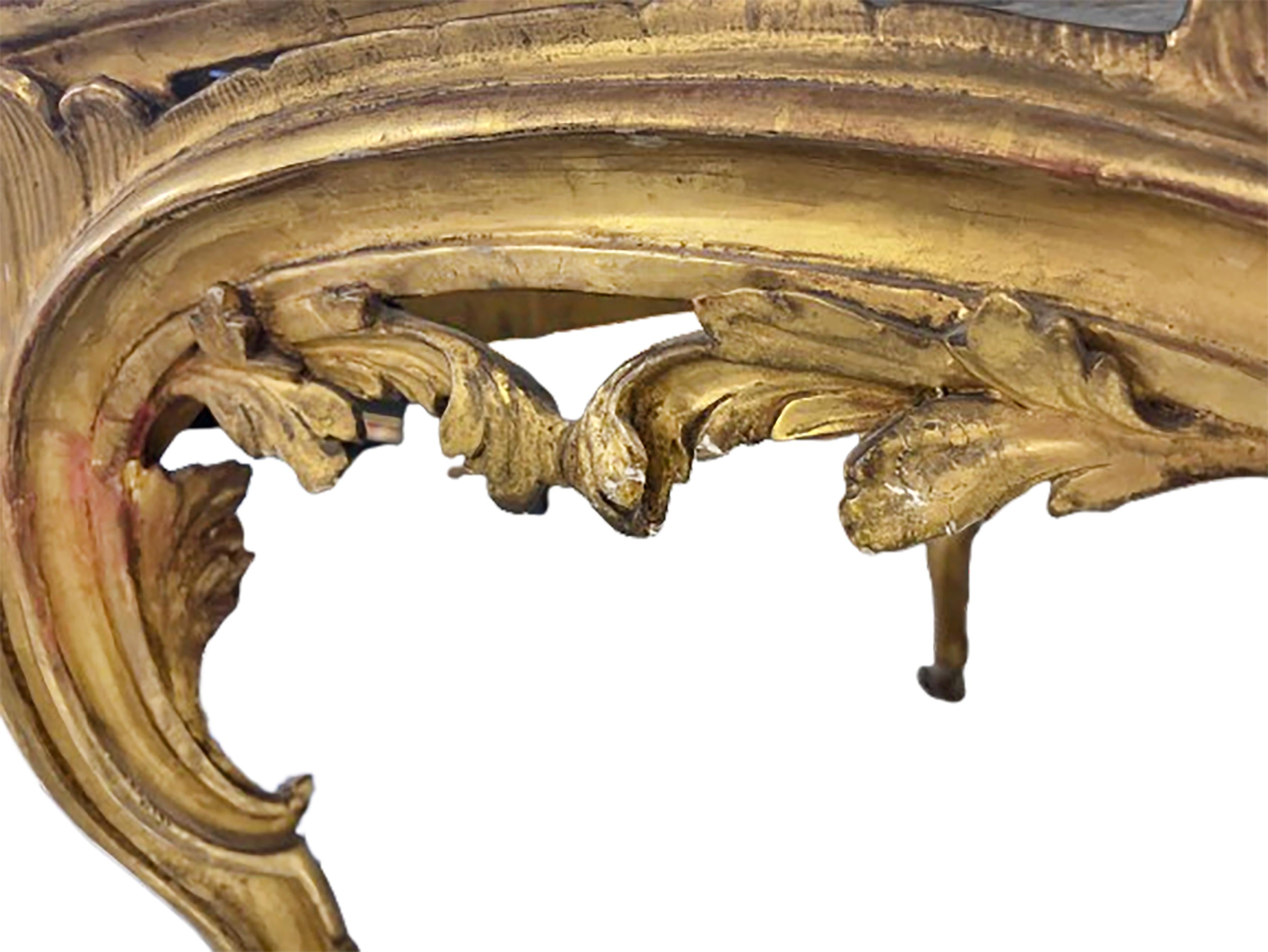Console Régence française du 18ème siècle en bois doré avec plateau en marbre Bon état - En vente à Dallas, TX