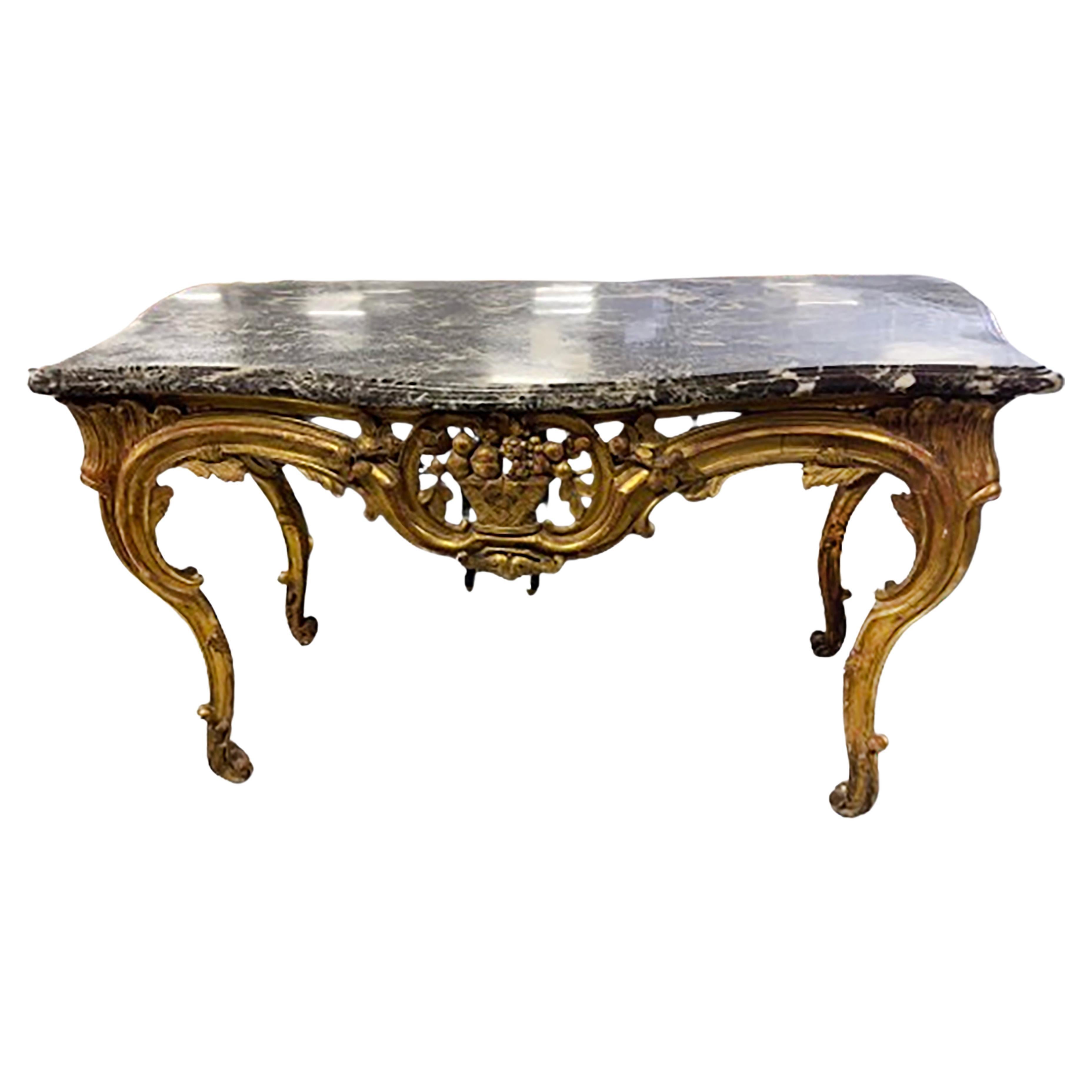 18th Century French Regence Giltwood Console with Marble Top