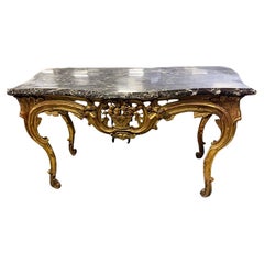 Antique 18th Century French Regence Giltwood Console with Marble Top