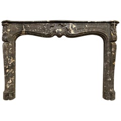 18th Century French Regence Gray Marble Fireplace Mantel