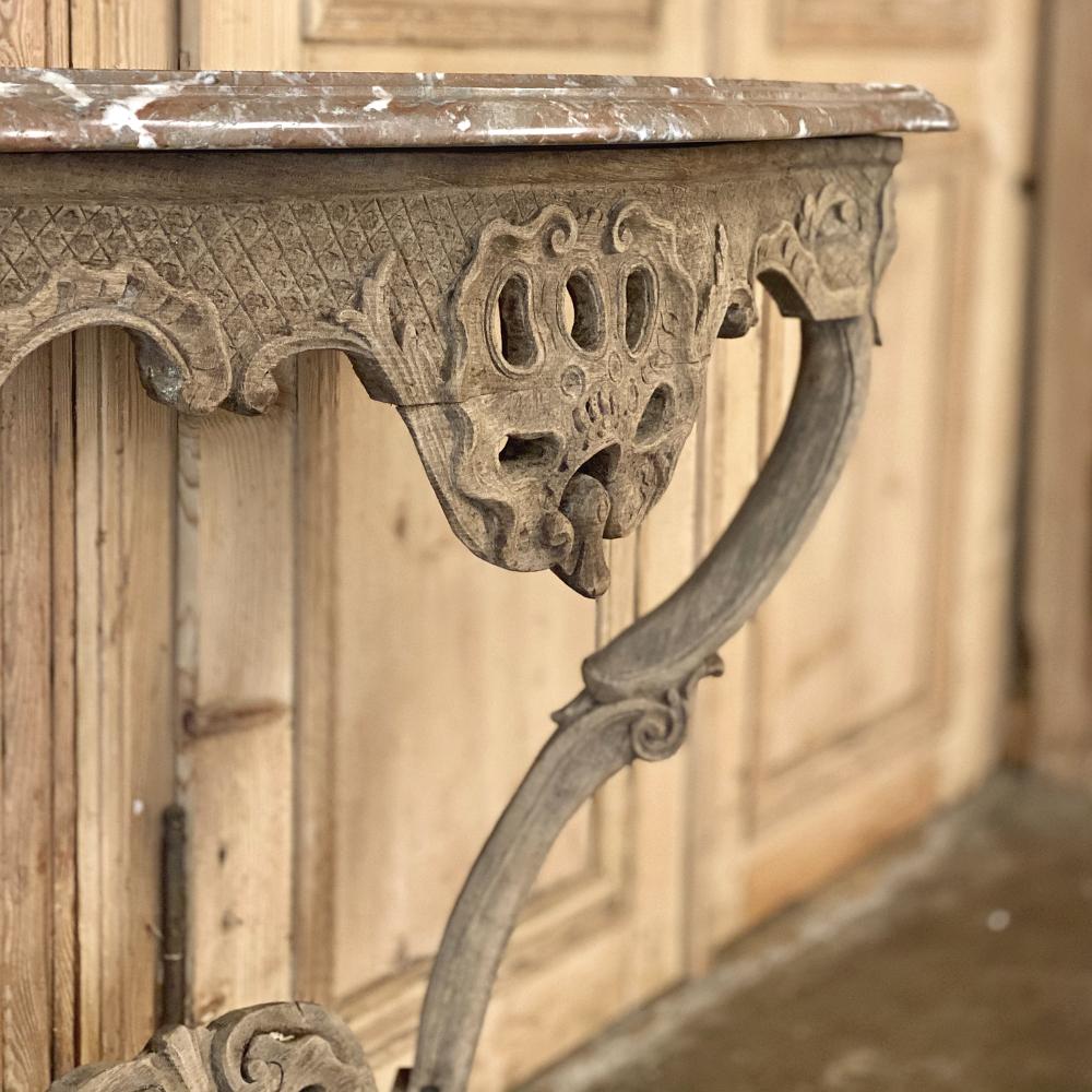 18th Century French Regence Marble Top Stripped Console For Sale 5