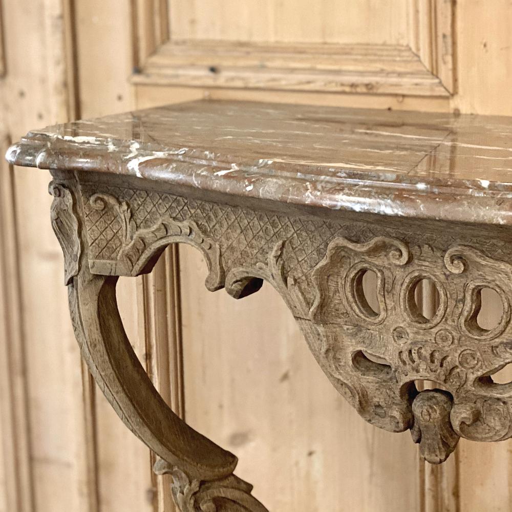 18th Century French Regence Marble Top Stripped Console For Sale 6