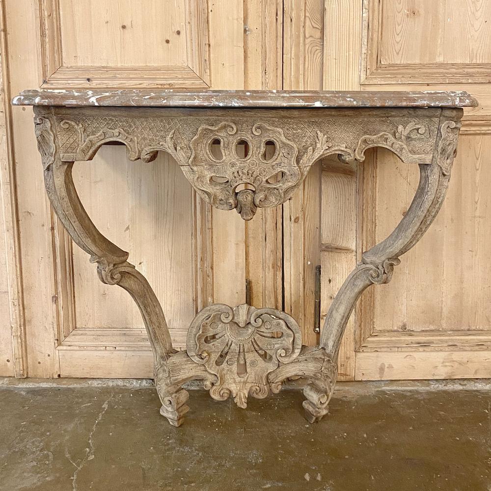 18th Century French Regence Marble Top Stripped Console For Sale 7