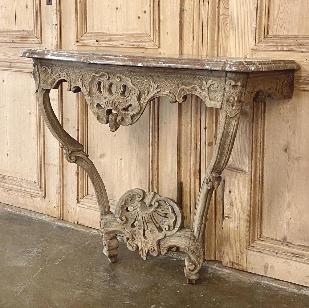 18th Century French Regence Marble Top Stripped Console In Good Condition For Sale In Dallas, TX