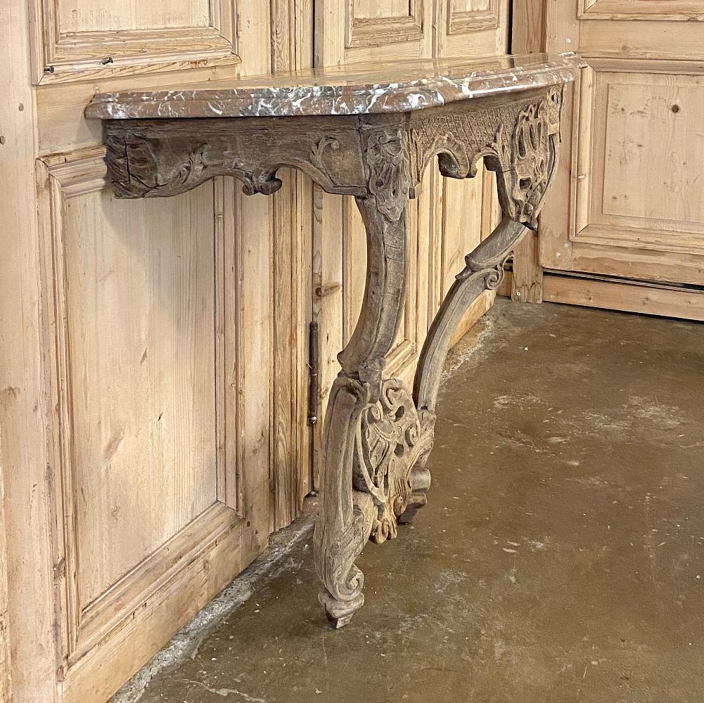 18th Century French Regence Marble Top Stripped Console For Sale 1