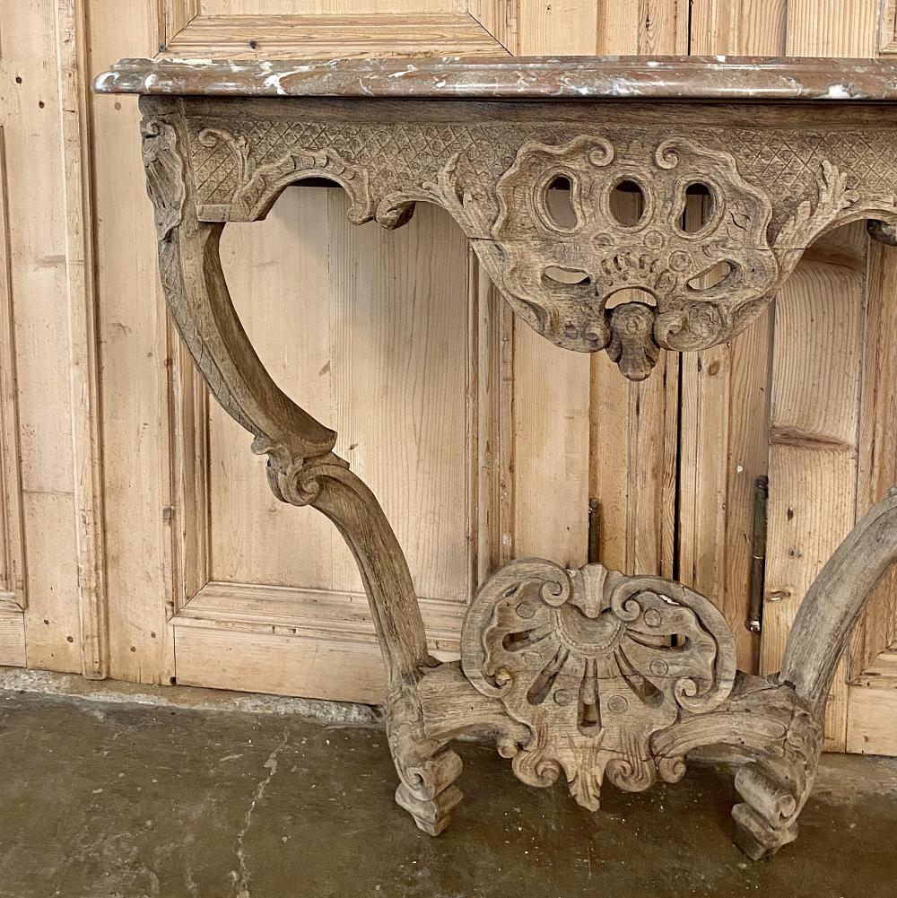 18th Century French Regence Marble Top Stripped Console For Sale 2