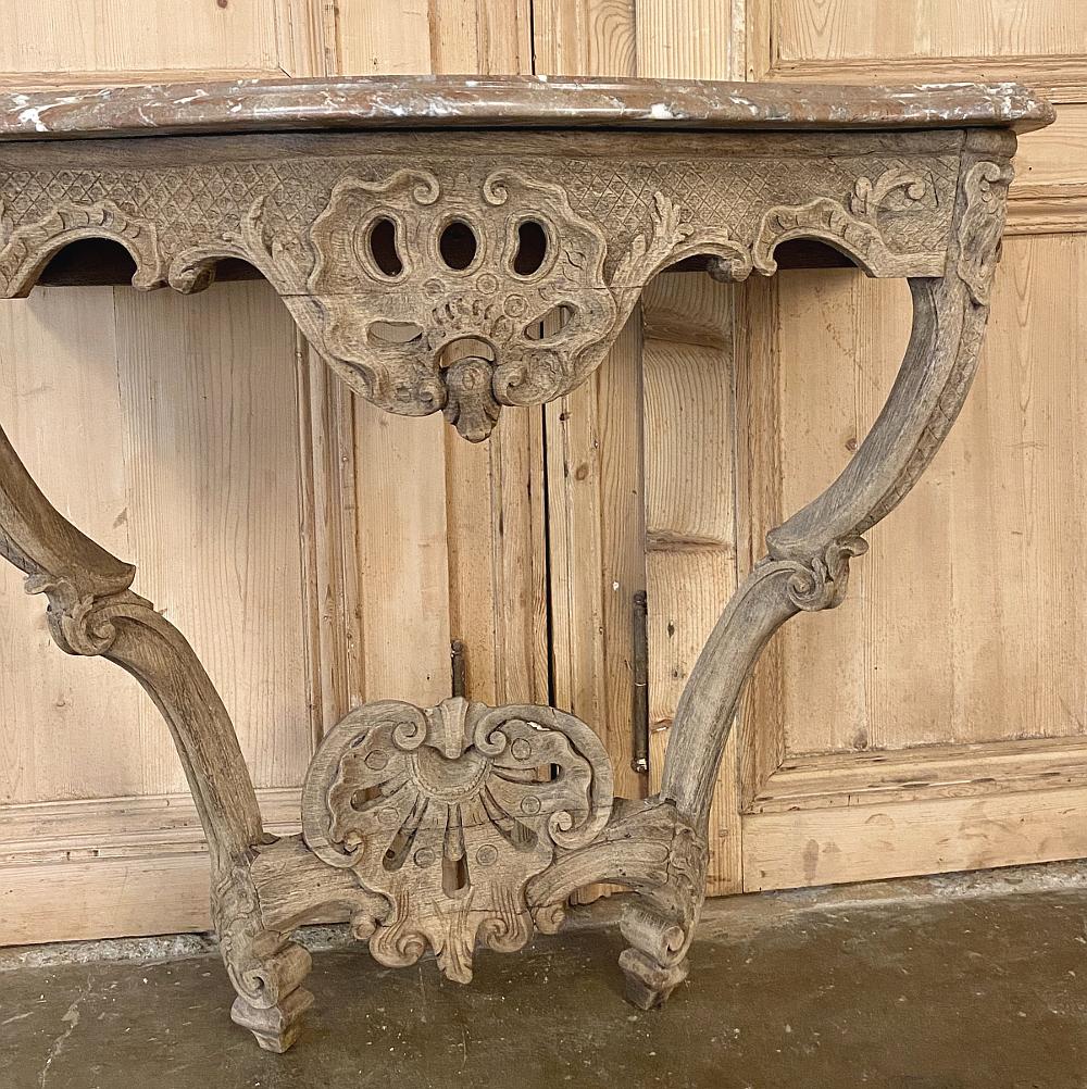 18th Century French Regence Marble Top Stripped Console For Sale 3