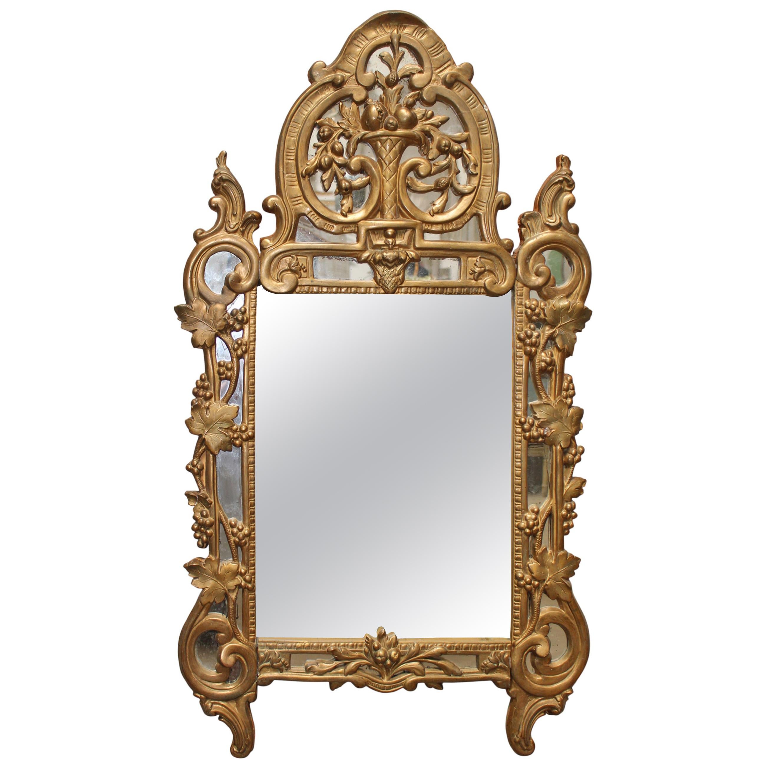 18th Century French Regence Mirror with a Gold Leaf Finish