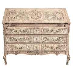 18th Century French Régence Period Carved Oak Secretary Desk