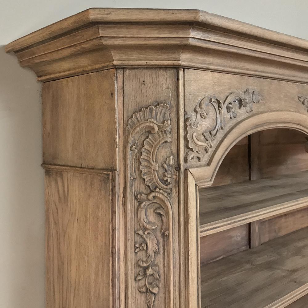 Hand-Carved 18th Century French Regence Stripped Oak Bookcase