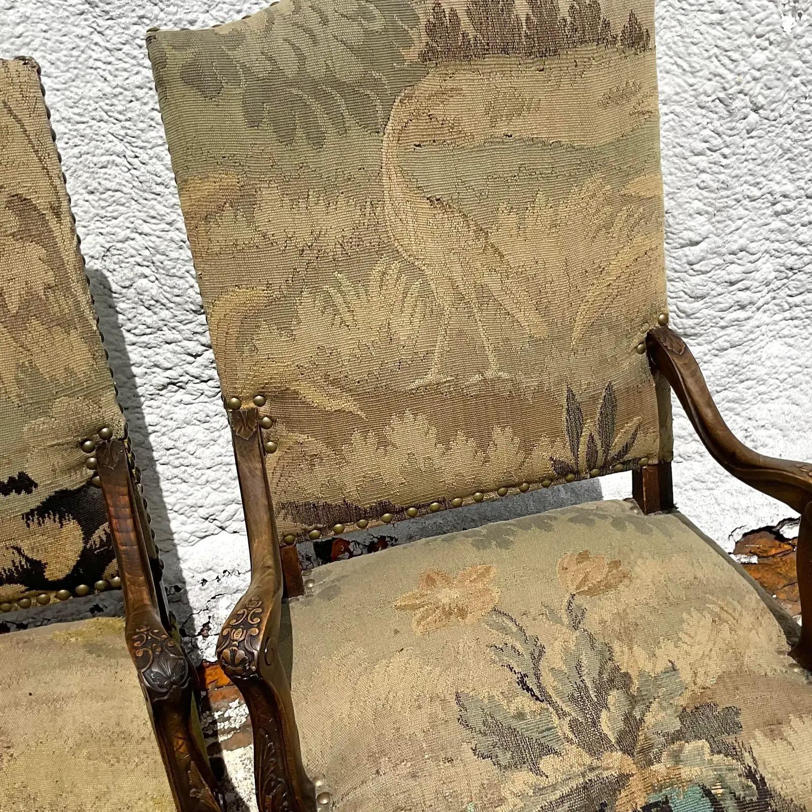 18th Century French Regency Arm Chairs With Antique Tapestry Upholstery - a Pair 6