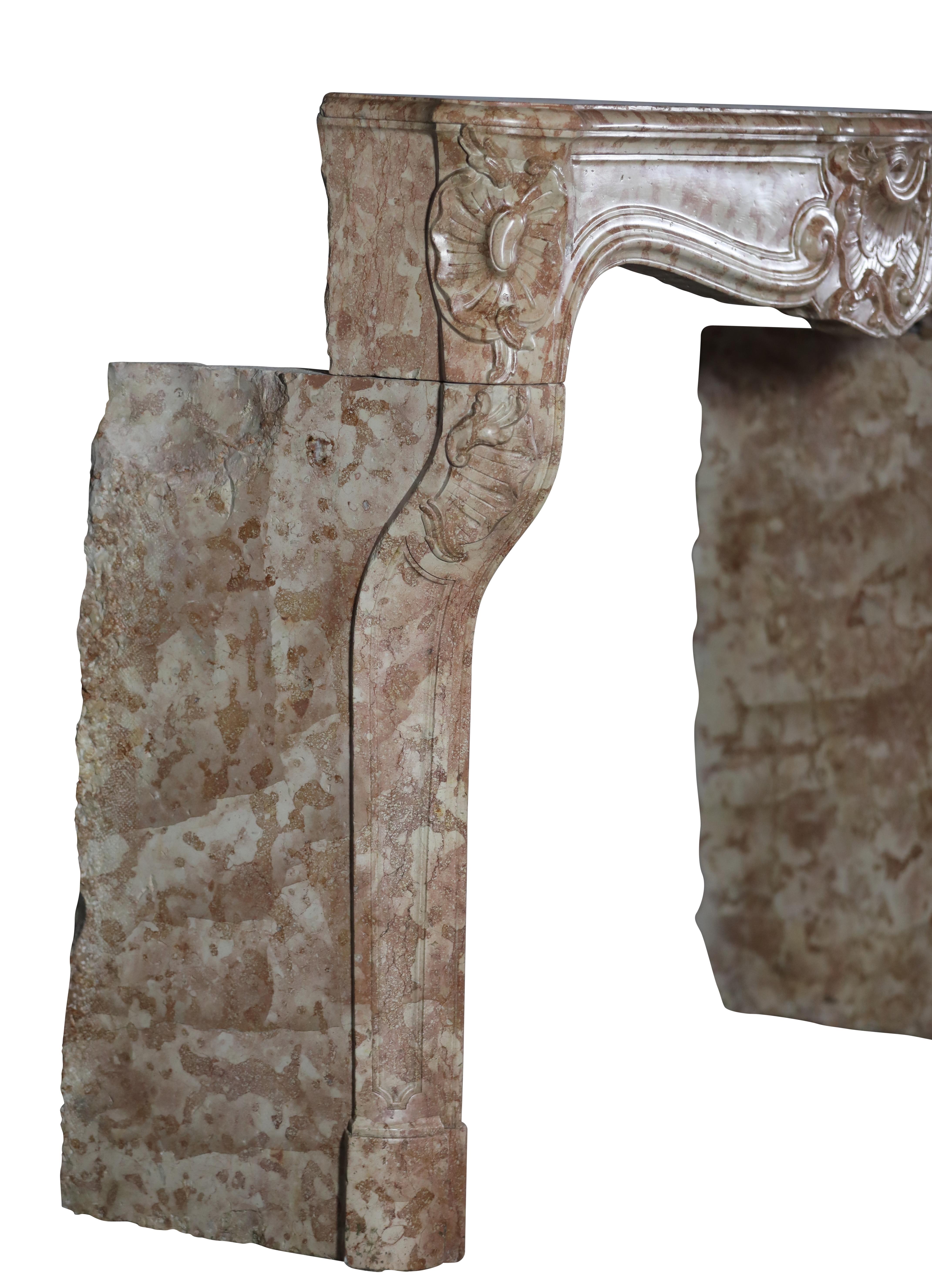 18th Century French Regency Period Rose De Bourgogne Chimney Piece - Luxury Chic For Sale 5