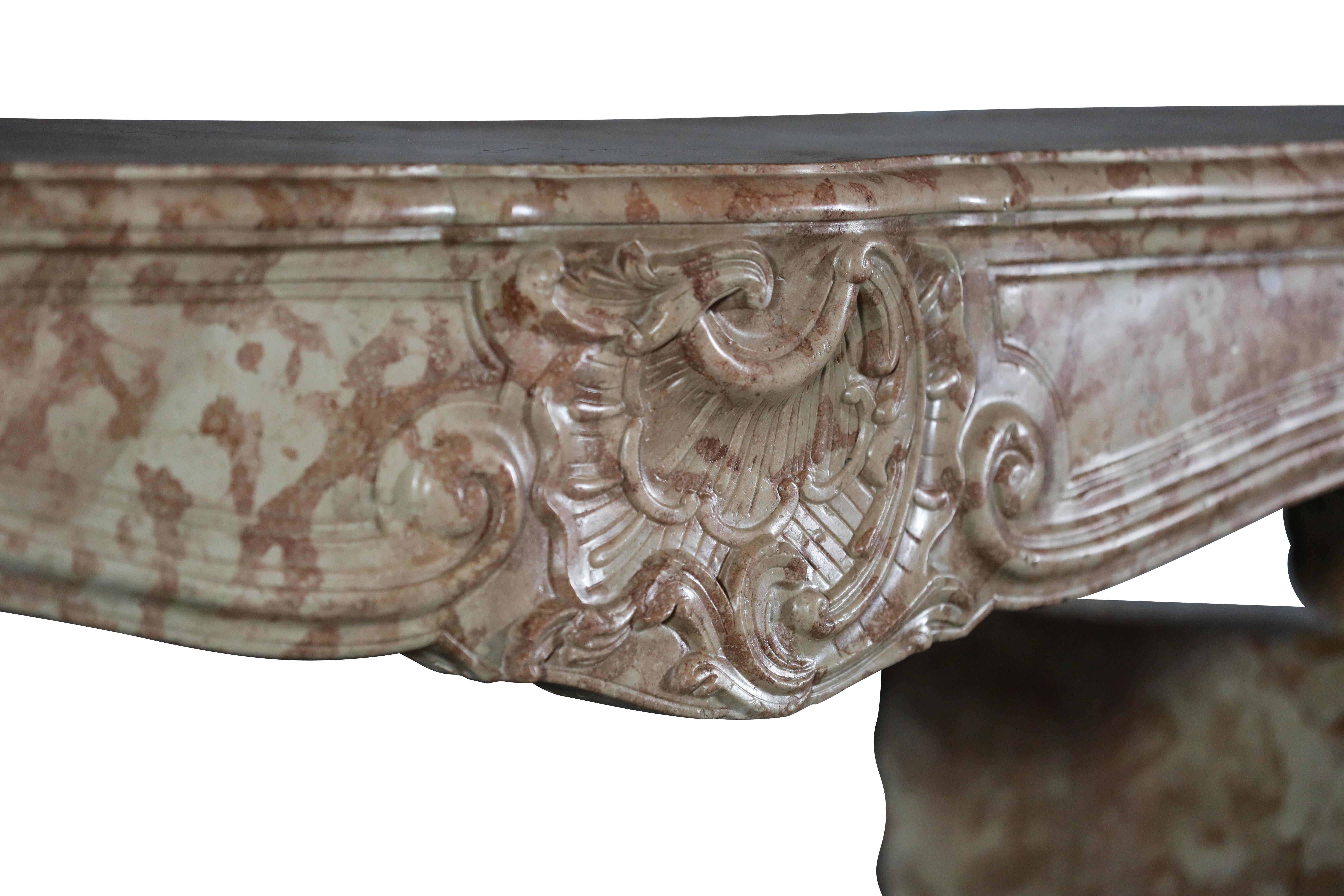 18th Century French Regency Period Rose De Bourgogne Chimney Piece - Luxury Chic For Sale 8