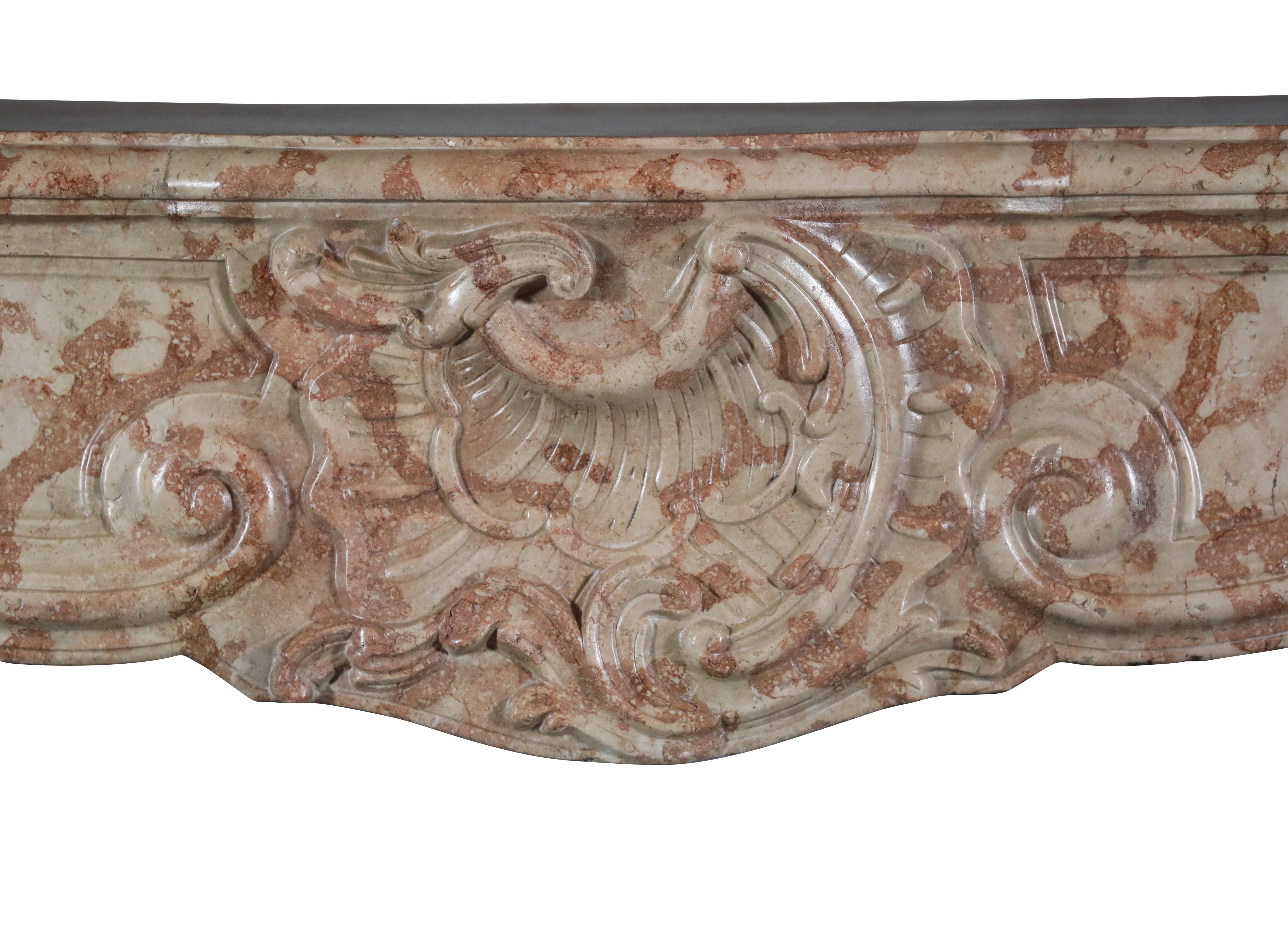 18th Century French Regency Period Rose De Bourgogne Chimney Piece - Luxury Chic For Sale 1