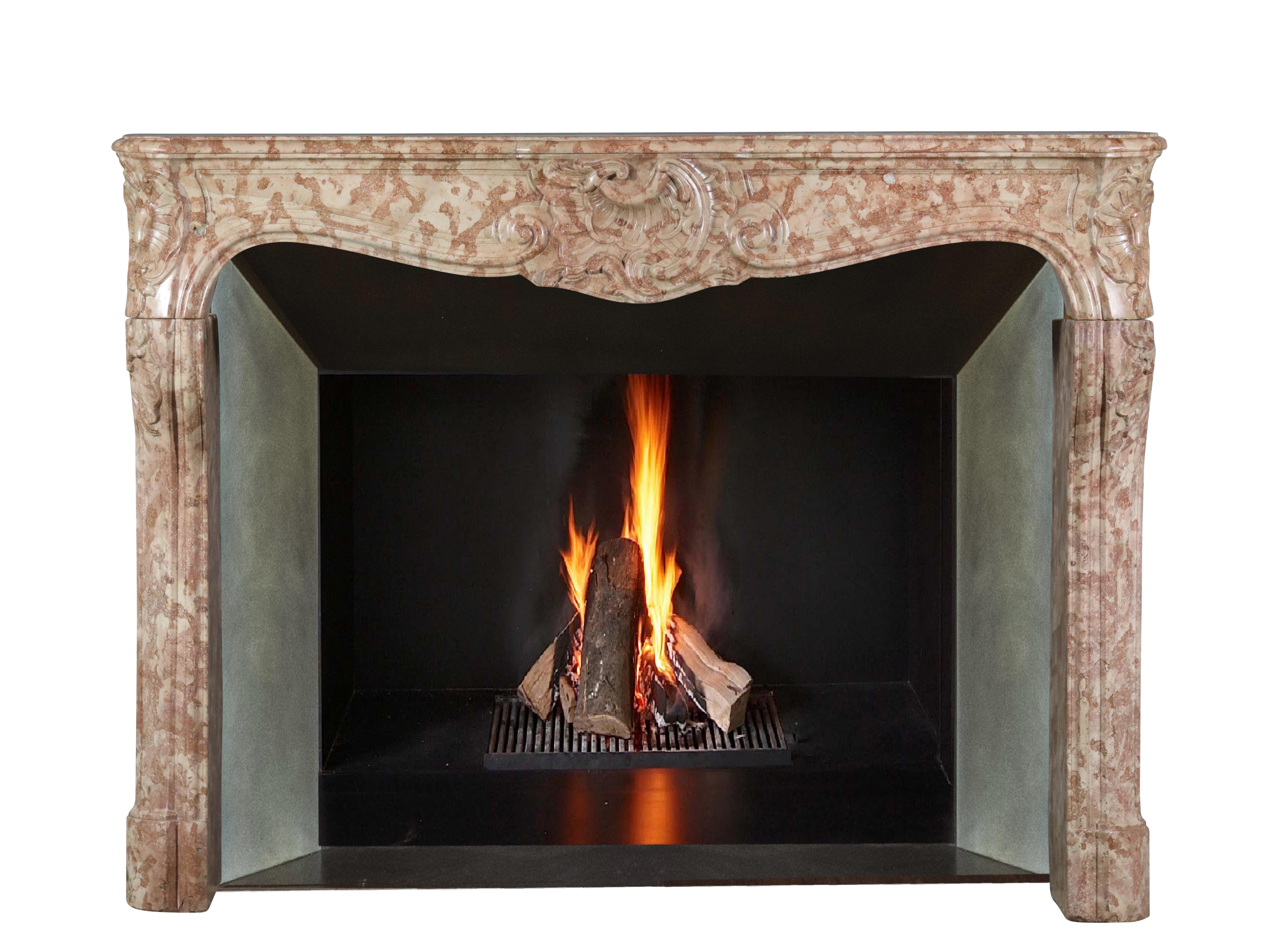 18th Century French Regency Period Rose De Bourgogne Chimney Piece - Luxury Chic For Sale 3