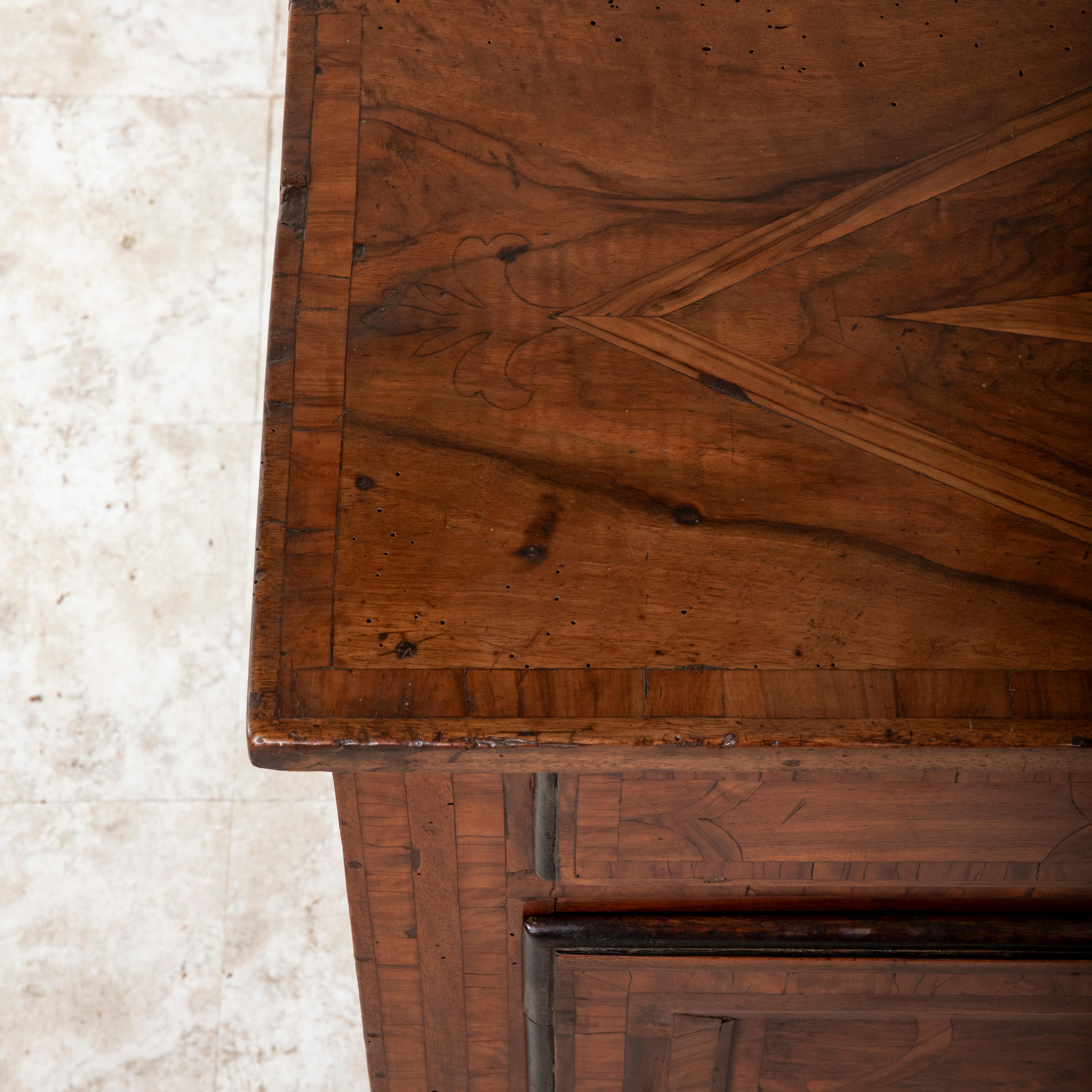 18th Century French Regency Period Walnut and Rosewood Marquetry Cabinet 4