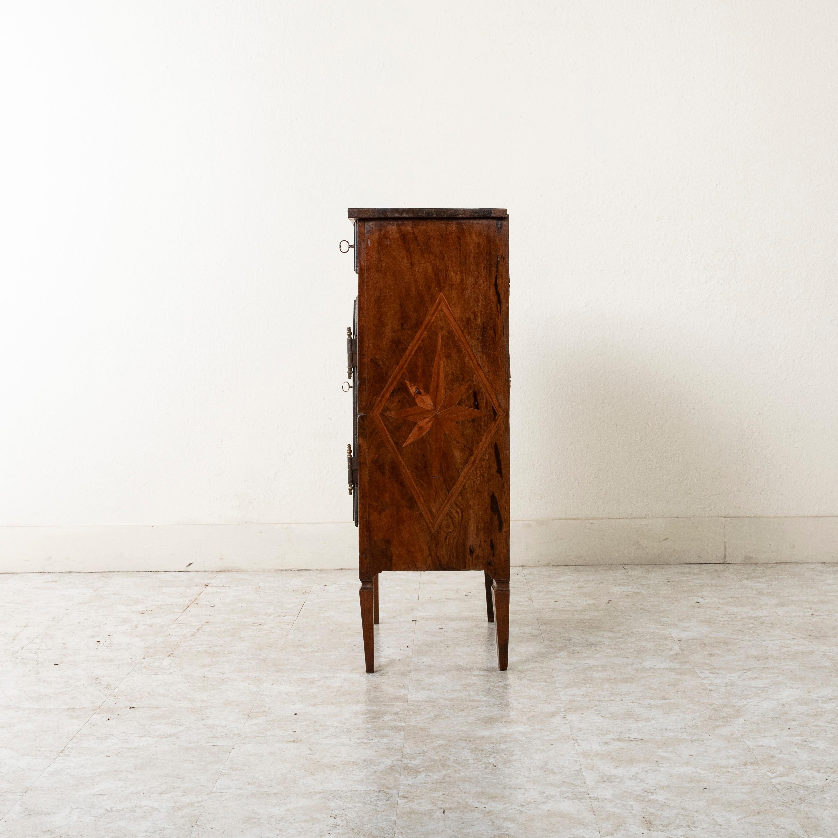 Inlay 18th Century French Regency Period Walnut and Rosewood Marquetry Cabinet
