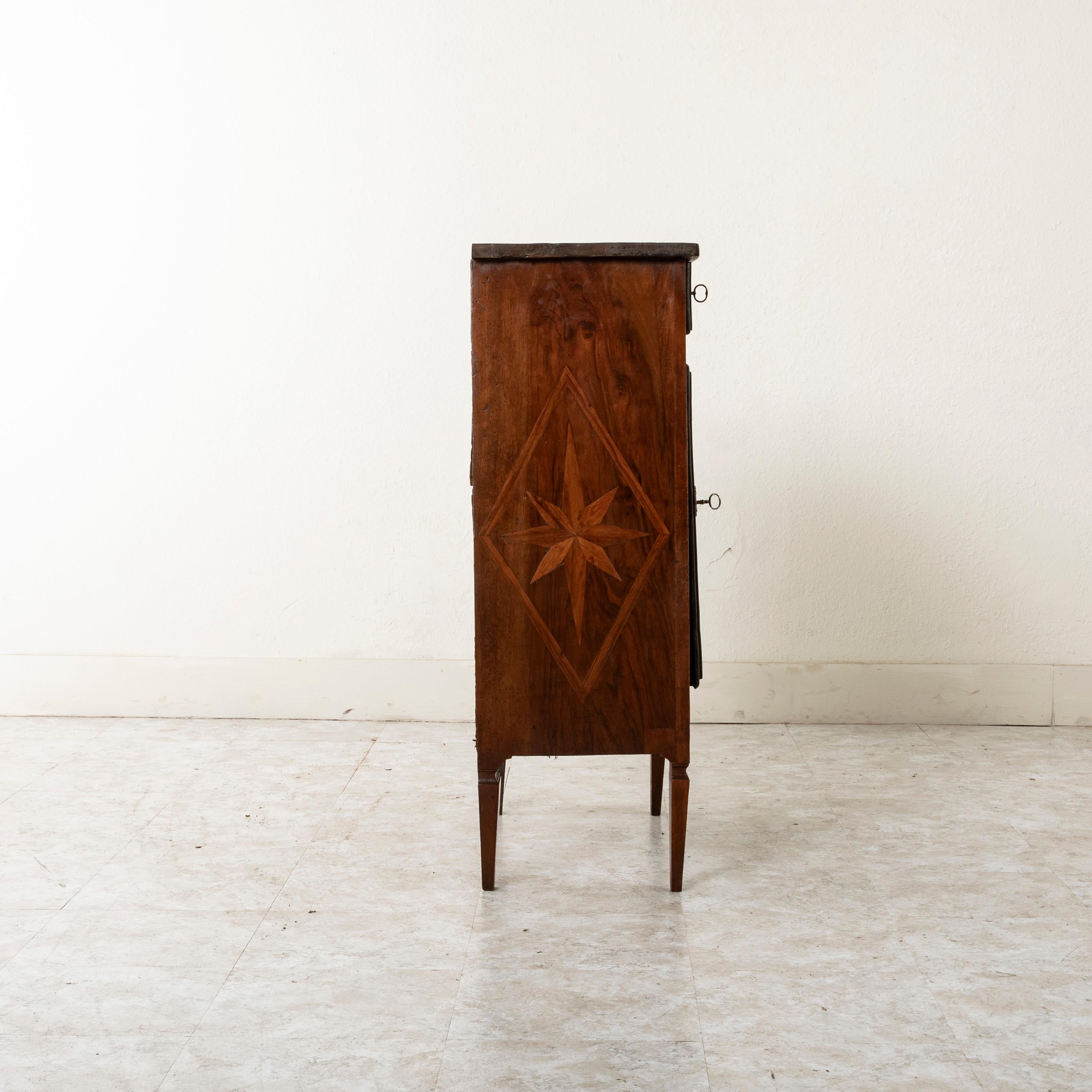 18th Century and Earlier 18th Century French Regency Period Walnut and Rosewood Marquetry Cabinet