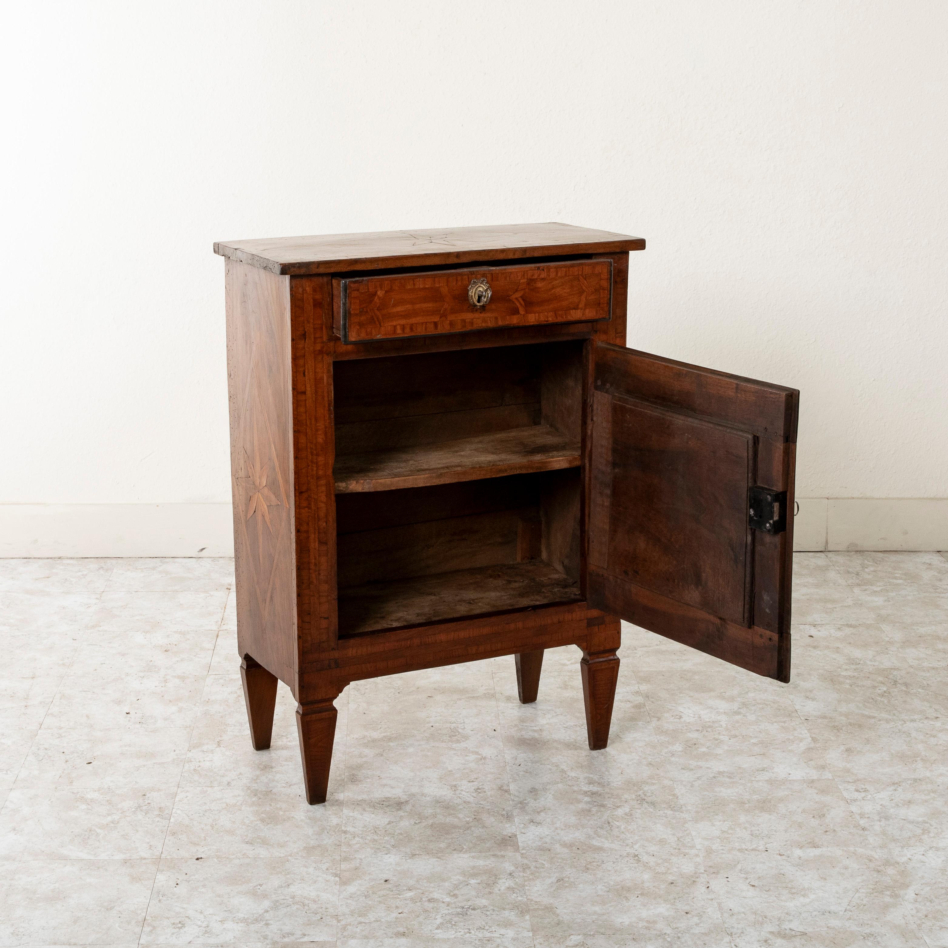 Bronze 18th Century French Regency Period Walnut and Rosewood Marquetry Cabinet
