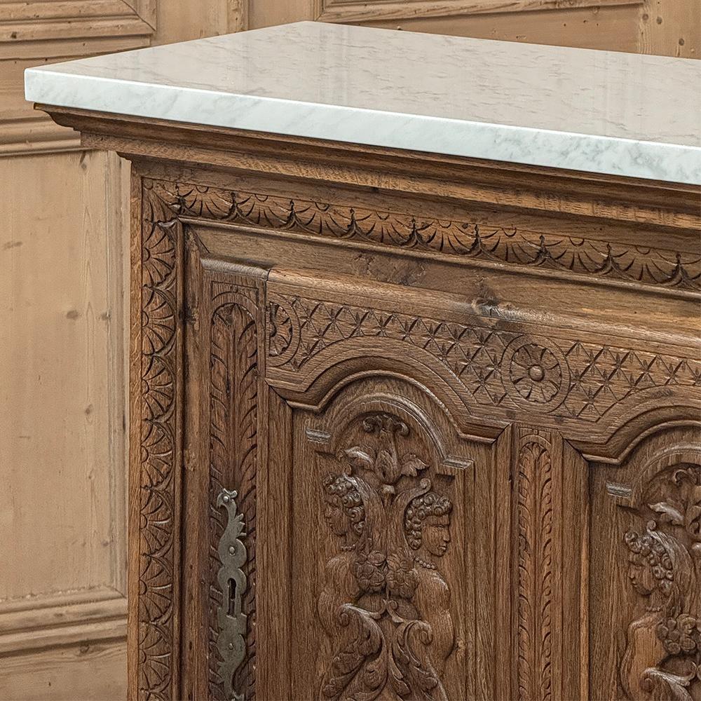 Gabinete renacentista francés del siglo XVIII con mármol de Carrara en venta 2