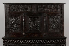 18th Century French Renaissance Carved Oak Cupboard Buffet