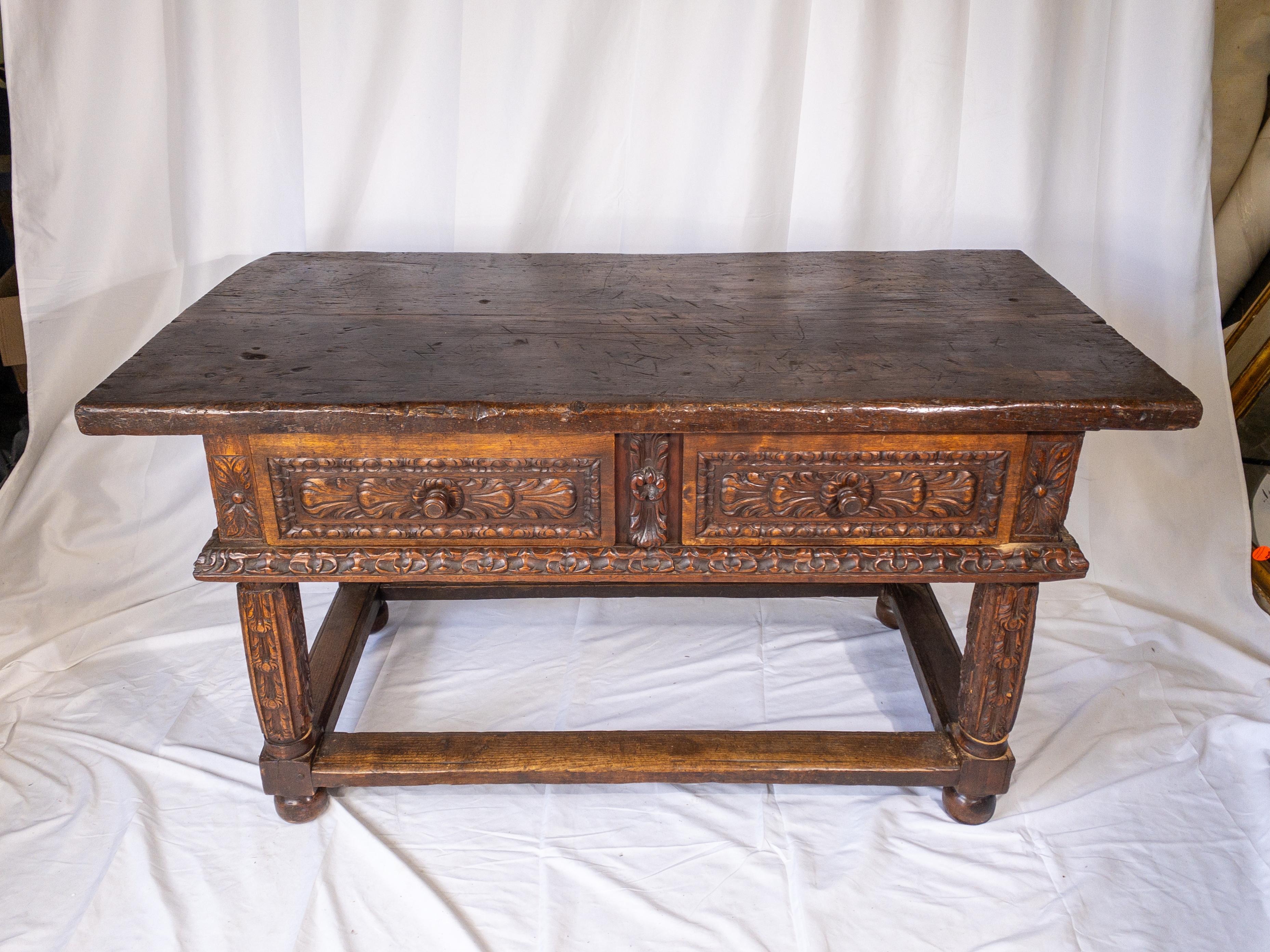Carved 18th Century French Renaissance Console Table For Sale