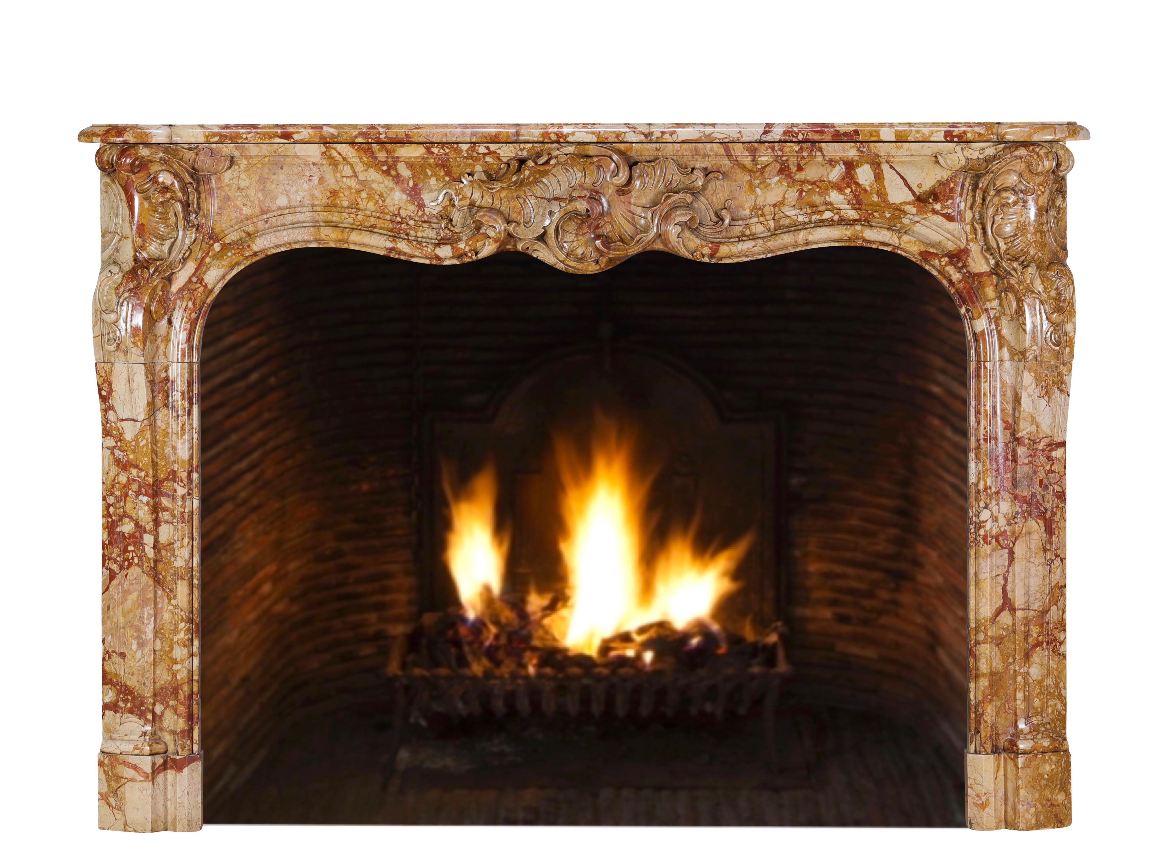 Chimenea French Rococo del Siglo XVIII en Mármol Real de Exclusive Design en Excelente estado para la venta en Beervelde, BE
