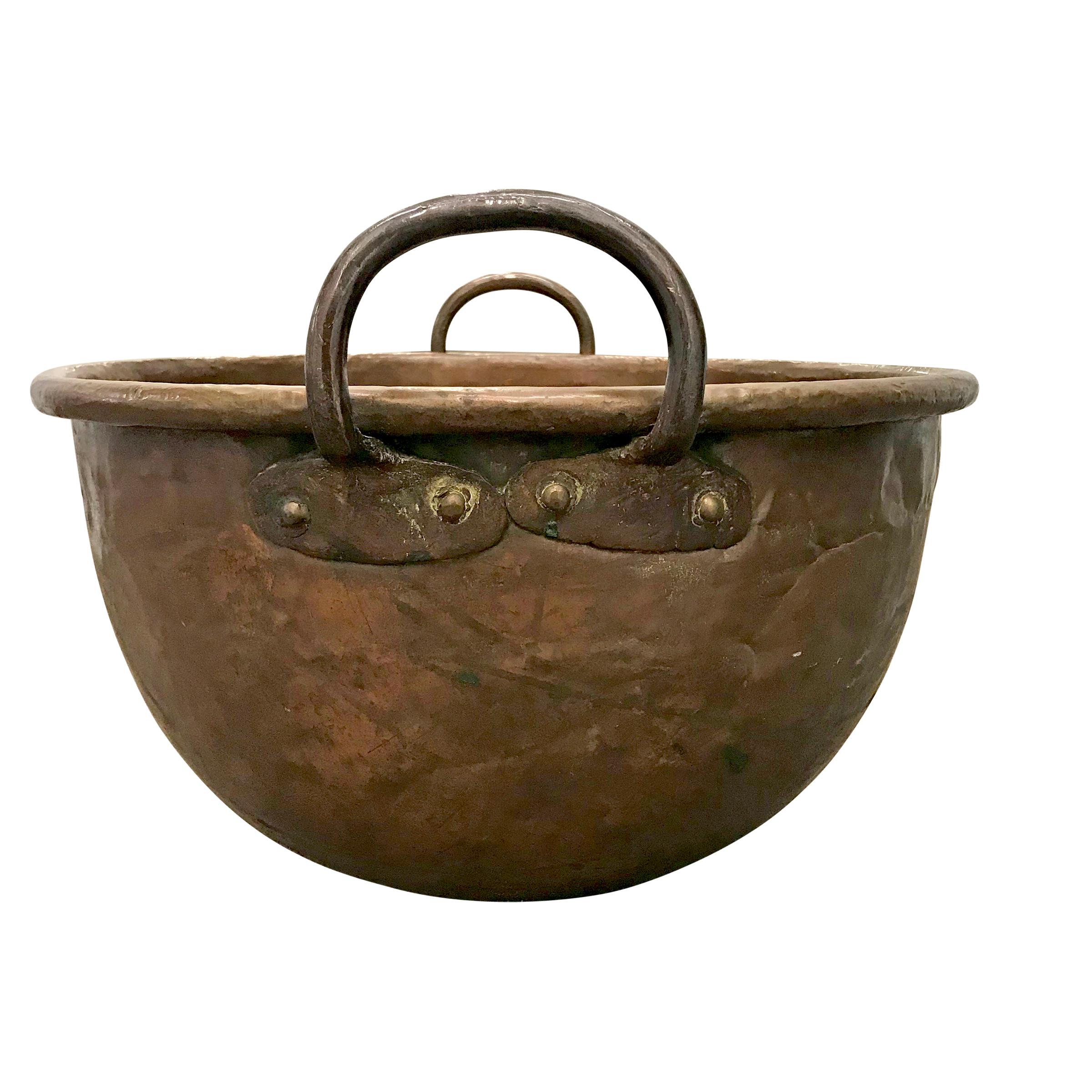 Rustic 18th Century French Riveted Copper Confectioner's Pot For Sale