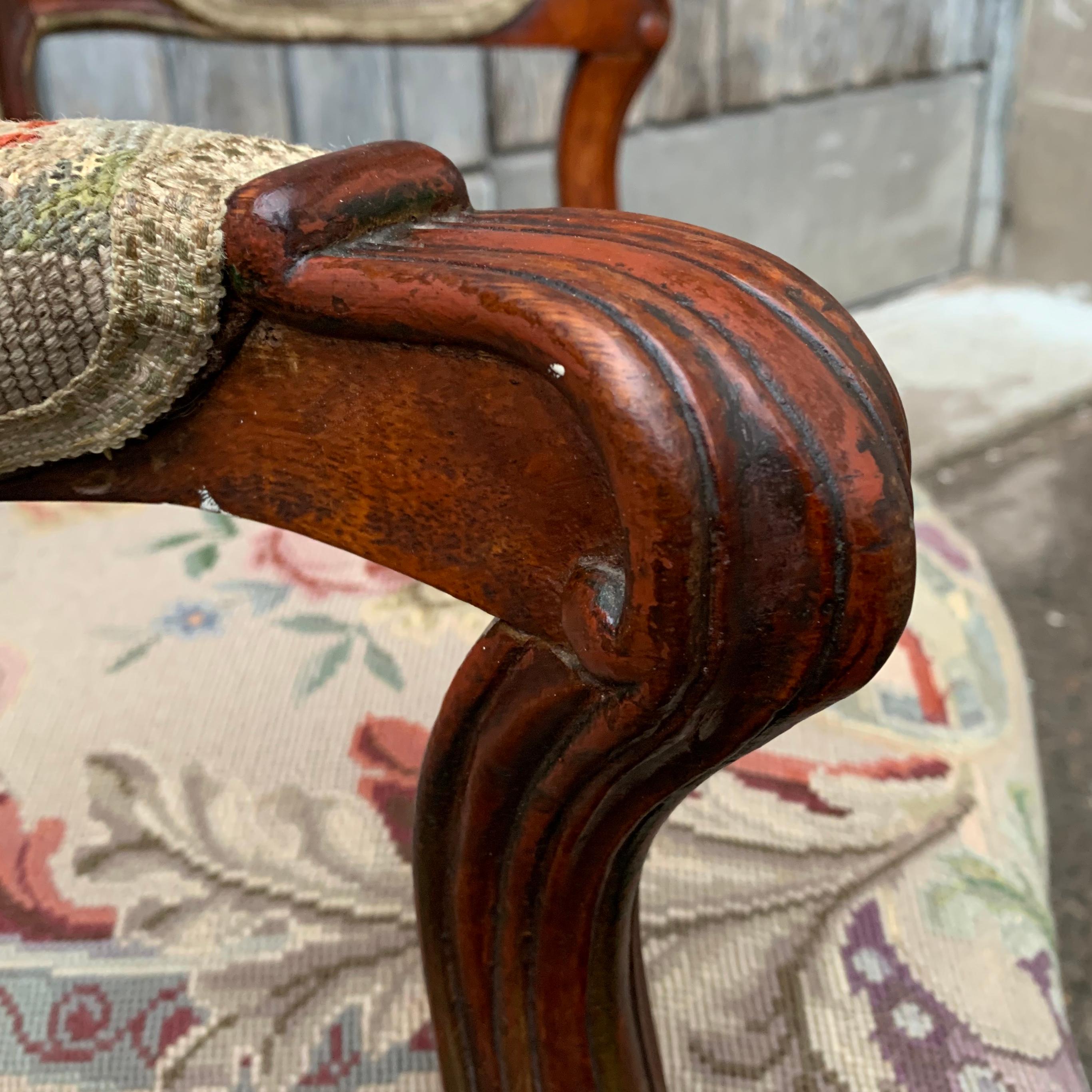 Hand-Carved 18th Century French Rococo Armchair For Sale