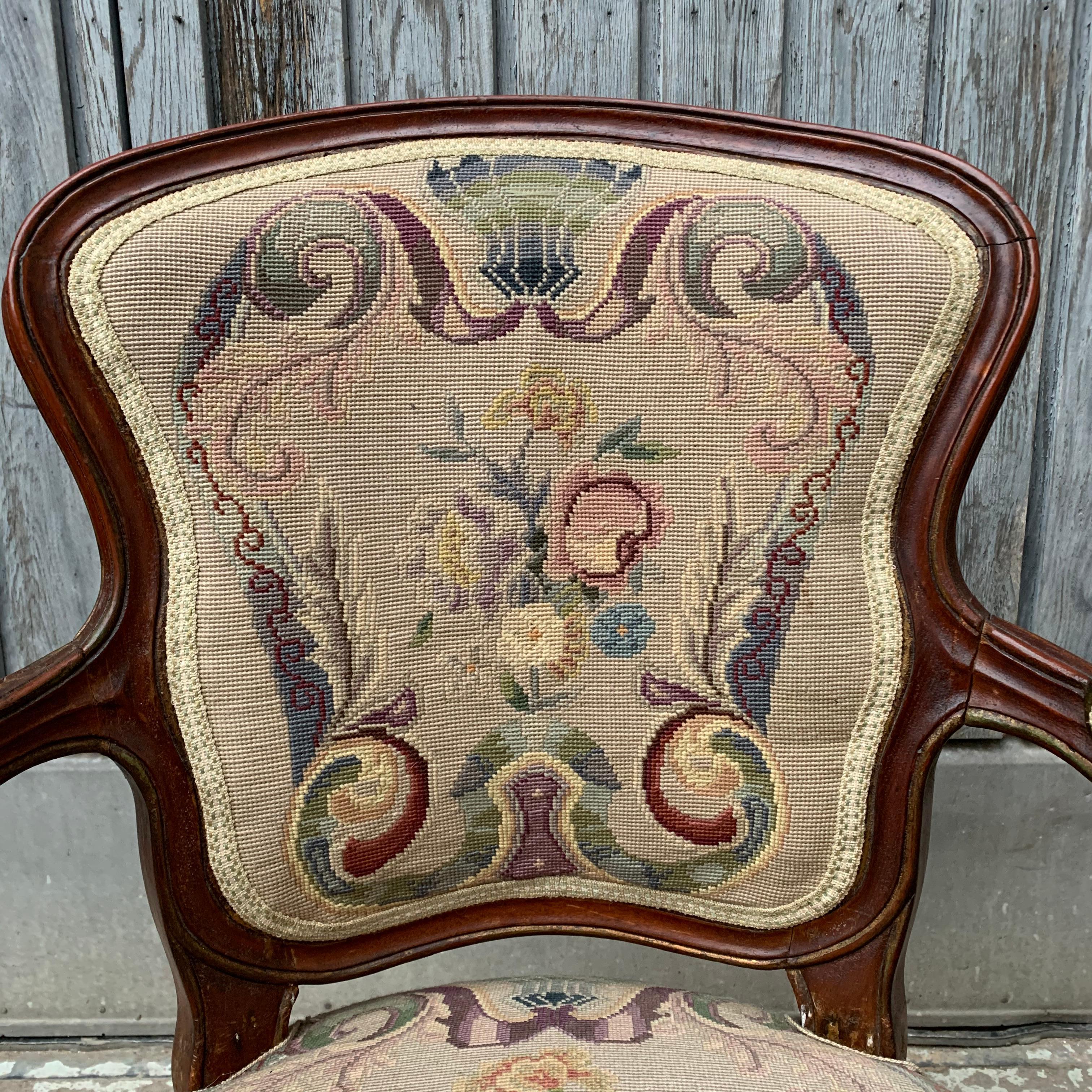 Wood 18th Century French Rococo Armchair For Sale