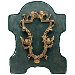 18th Century French Rococo Gilded Bronze Frame Mounted on Green Velvet
